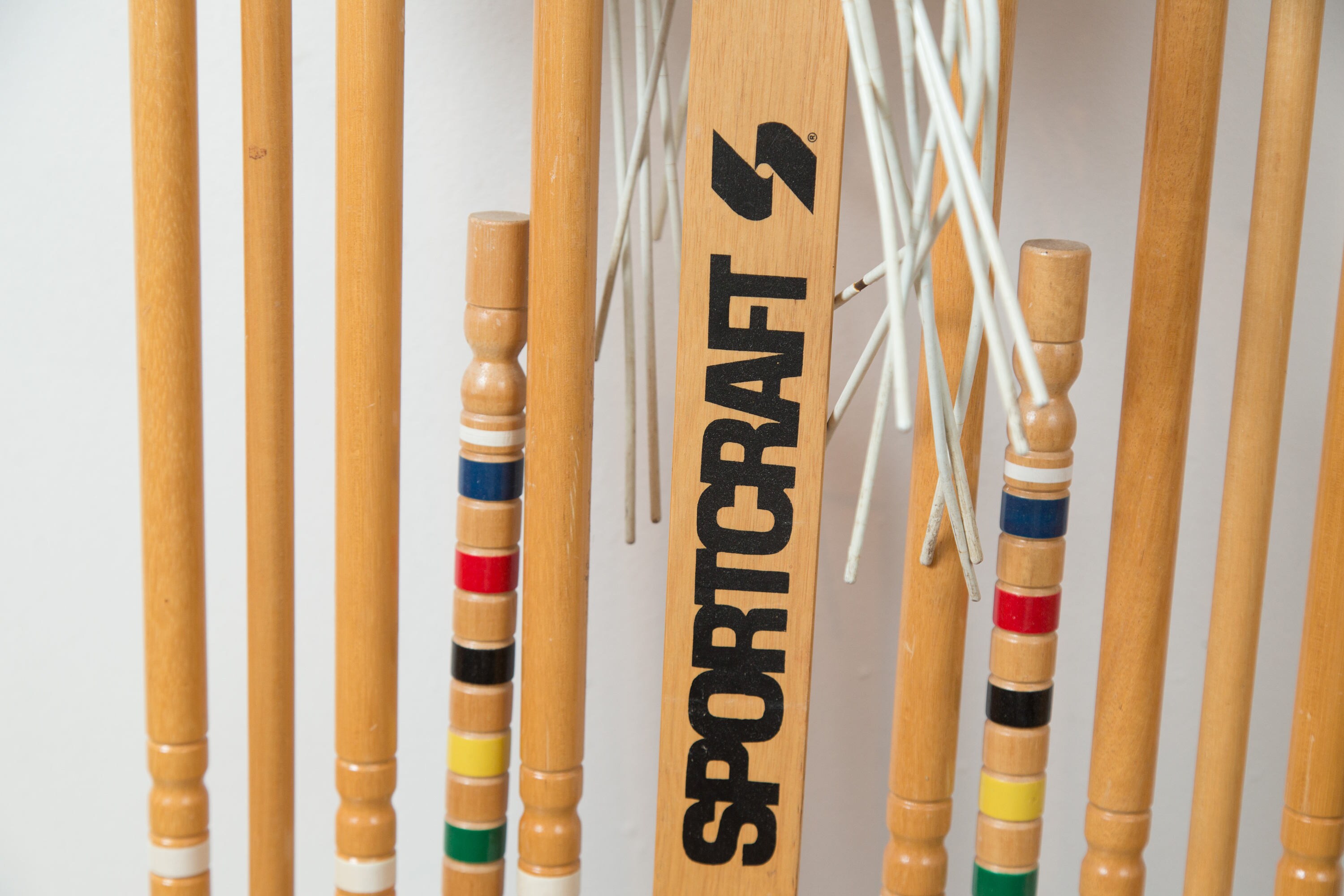 Vintage Croquet Set 6person Sportcraft Wood Striped Rainbow Lawn