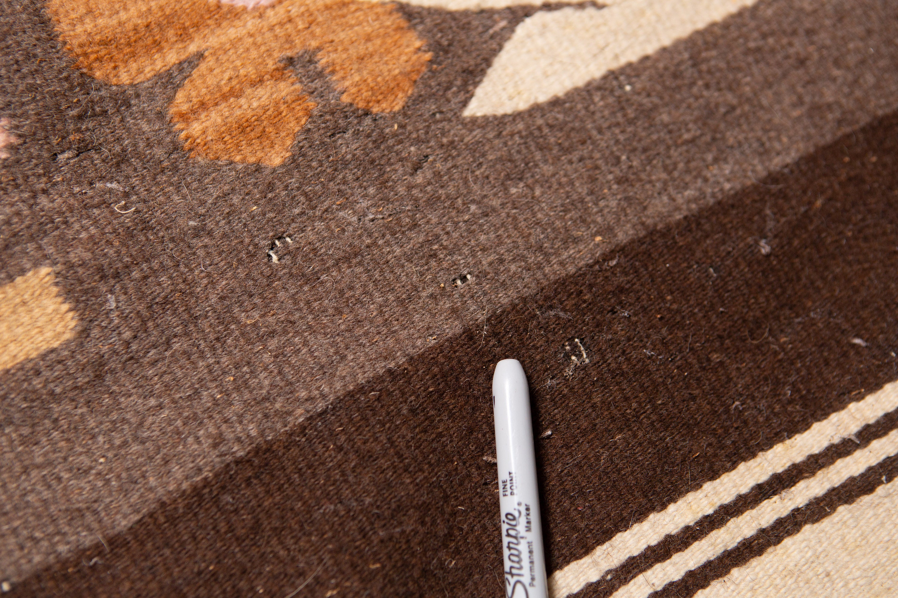 Vintage Accent Rug or Wall Hanging with Squirrels, Birds Brown and