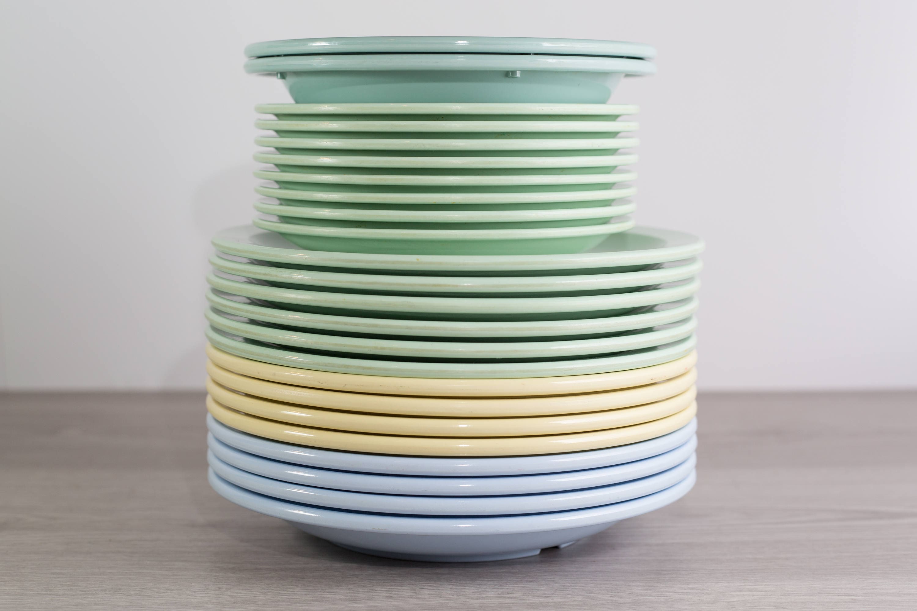 Vintage Mistral Melamine Plates 4 piece Set of Soft Yellow Dinnerware