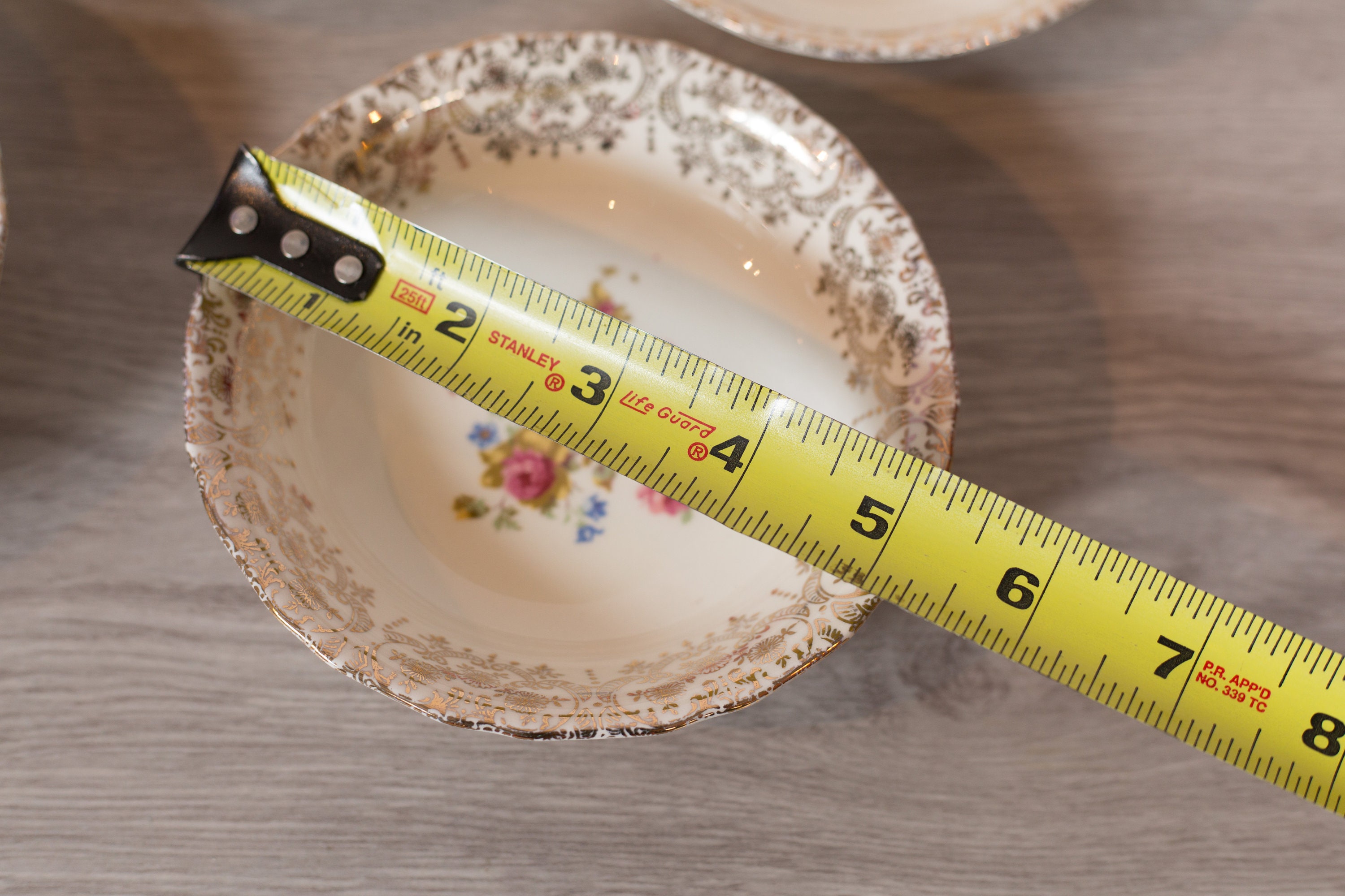 Vintage Soup Bowls Set of 8 Keystone Canonsburg Floral Bowls with Warranted 22k Gold Ornate
