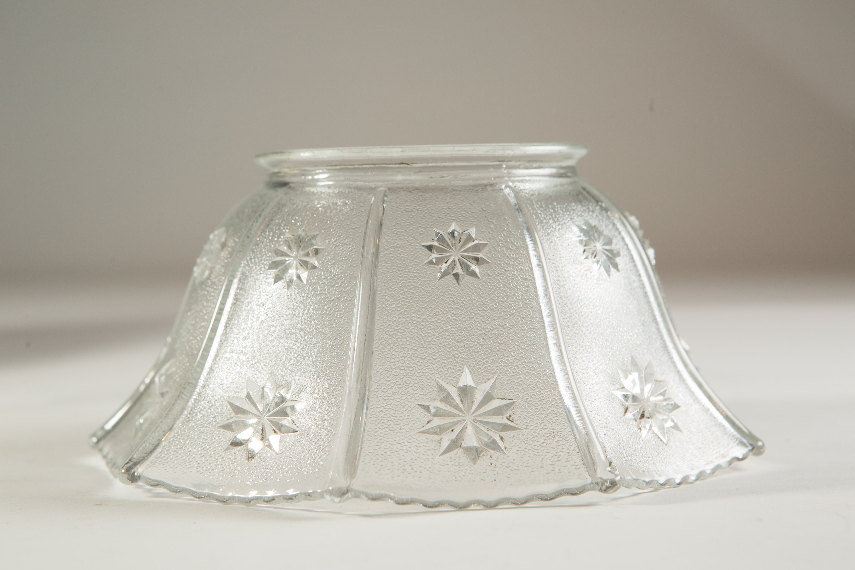 Vintage Starburst Glass Lamp Shade Translucent Pleated Glass Pendant