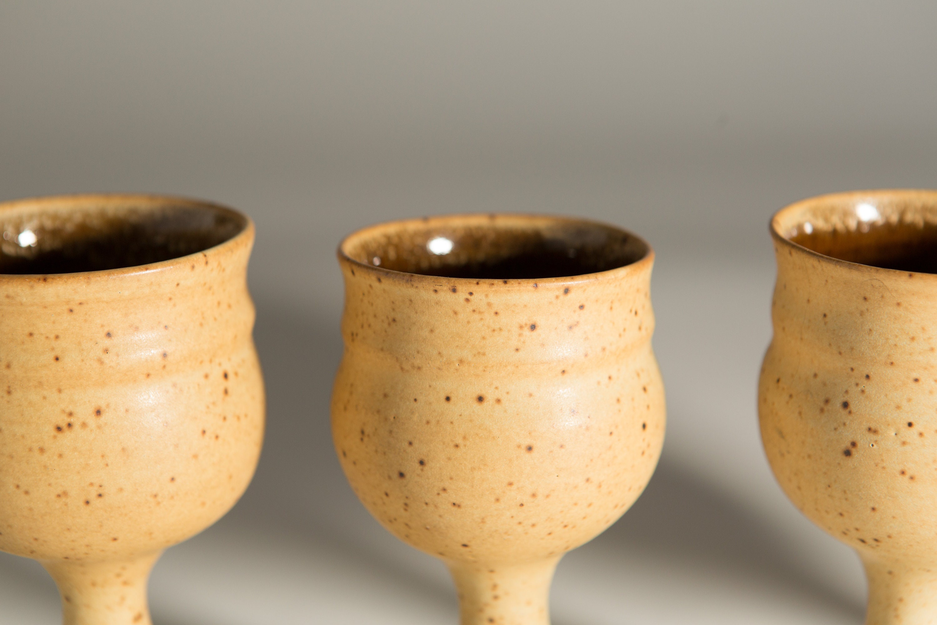 Ceramic Wine Goblets Set of 4 Handmade Speckled Robin's Egg Earthy