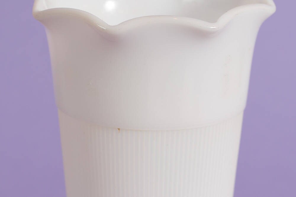 Milk Glass Vase Vintage Mid Century Modern White Flower Vase