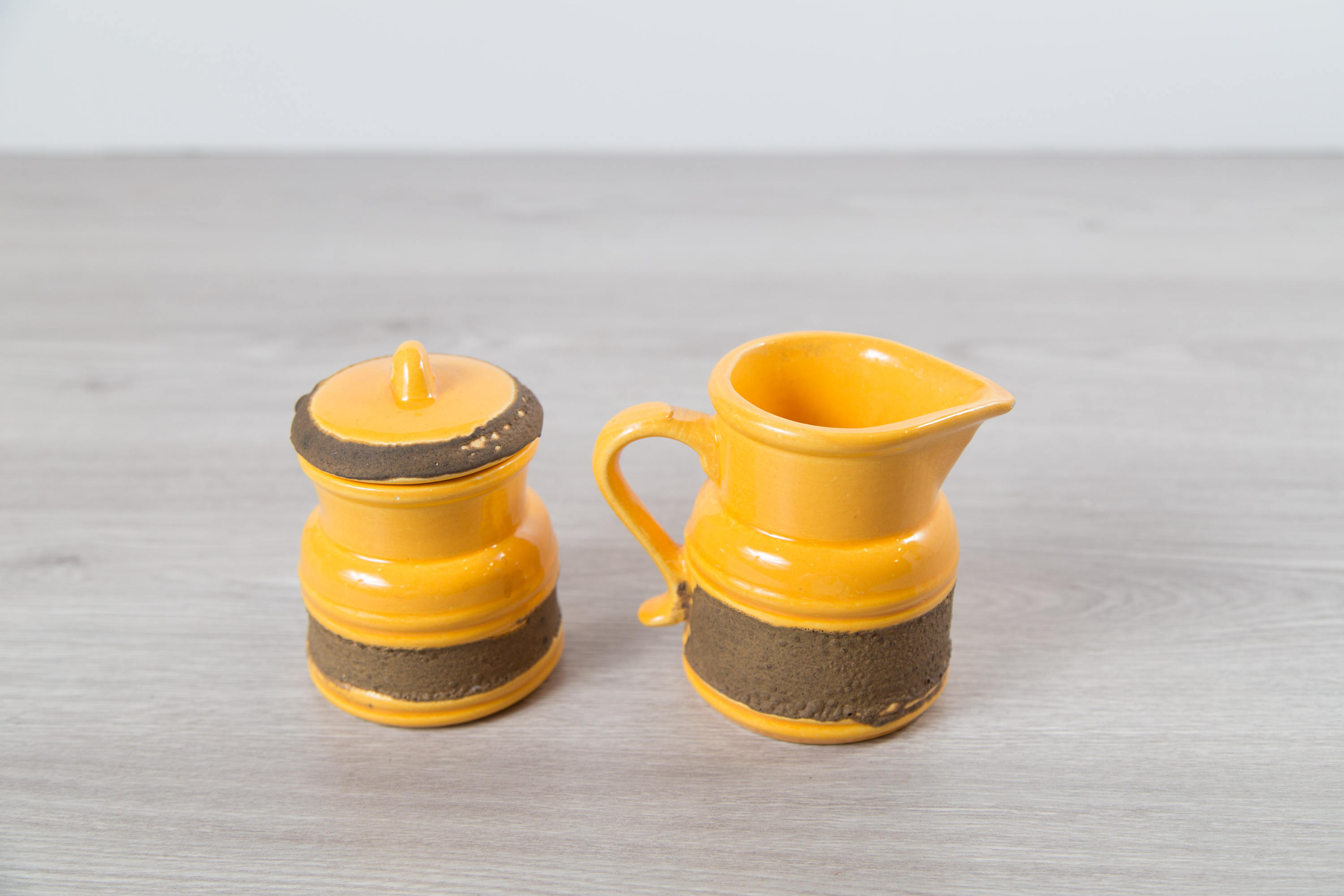 Vintage Yellow Sugar and Creamer Set Laurentian Pottery Style with