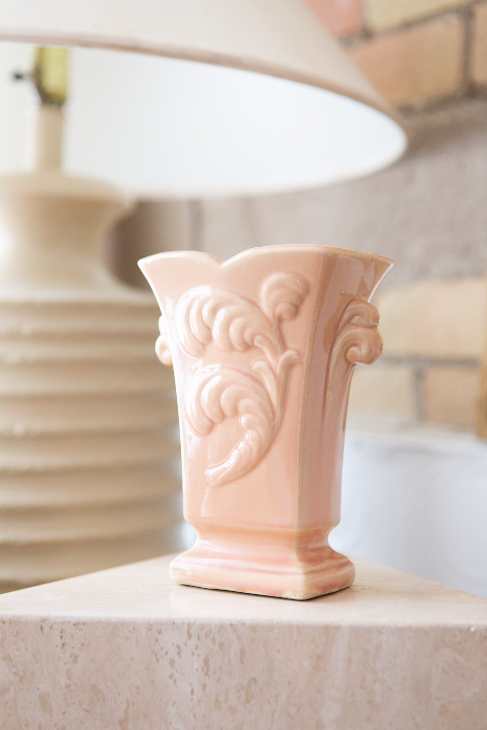 Vintage Peach Ceramic Vase Art Decor Style Pink Flower Vase | Etsy