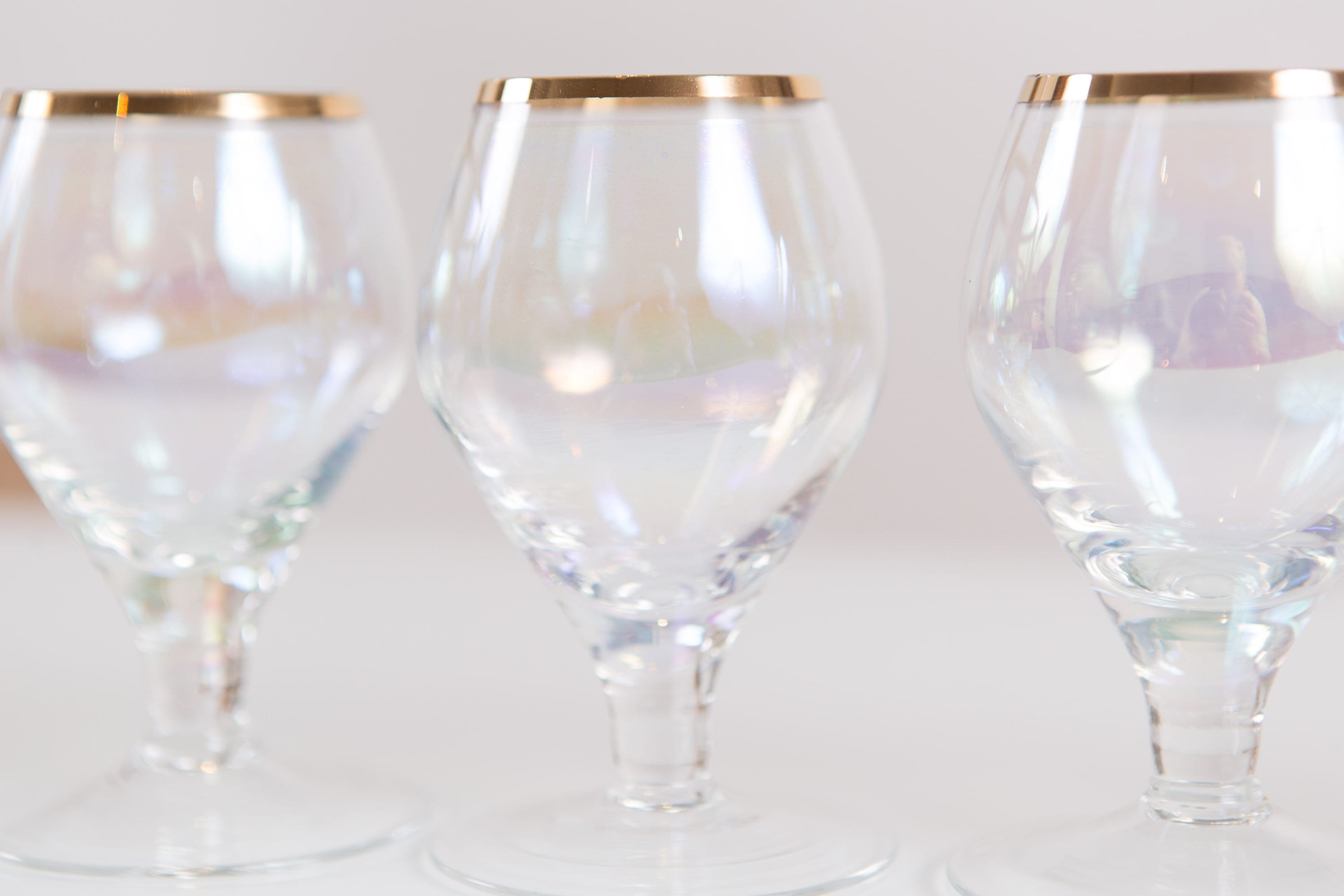6 Vintage Lustre Apéritif Glasses Small Iridescent Stemmed Glasses