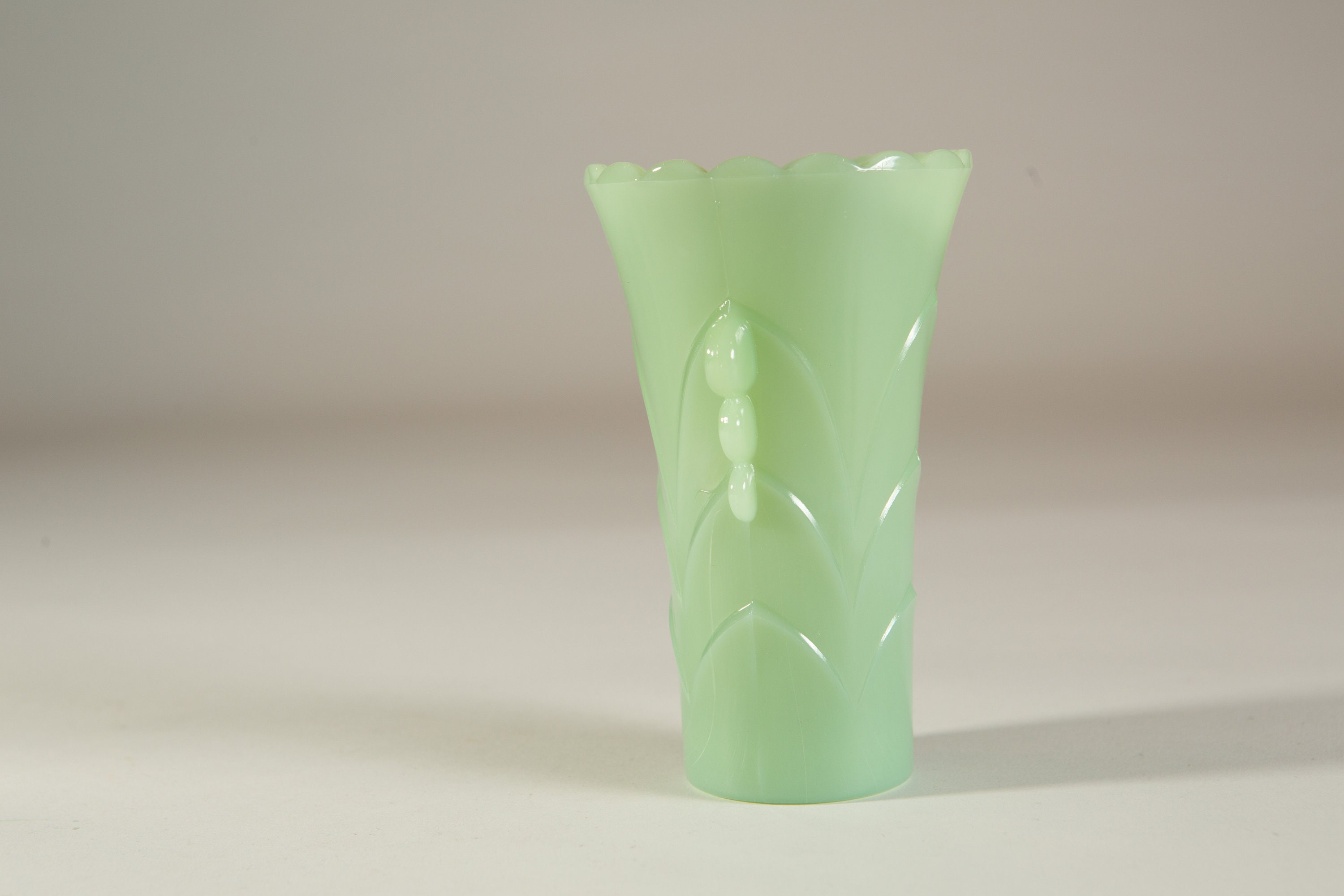 Vintage Jadeite Vase Green Milk Glass Vase Collectible Green Glass