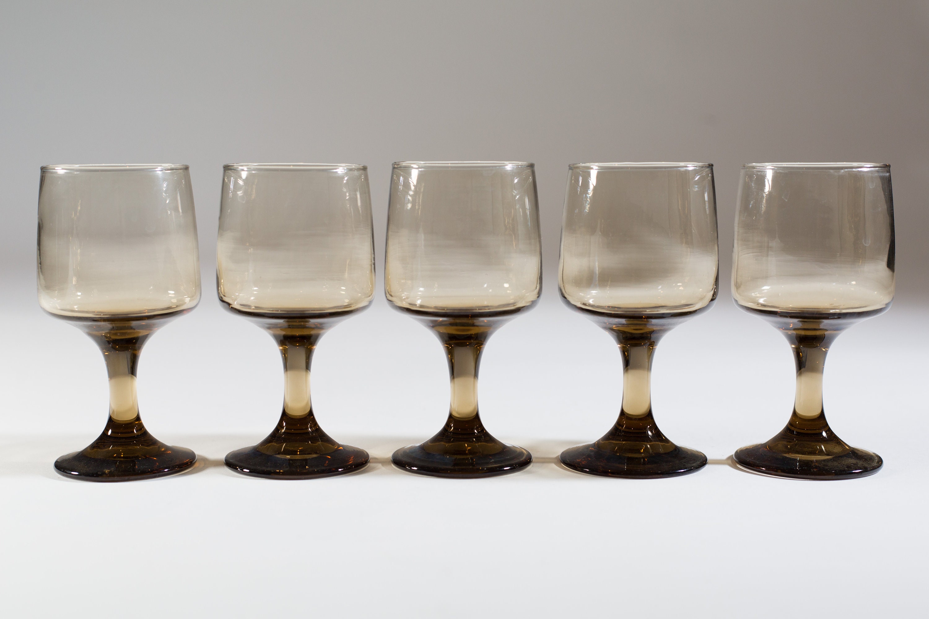 Brown Glass Wine Glasses 5 Texacok Safeedge Renaissance Goblets