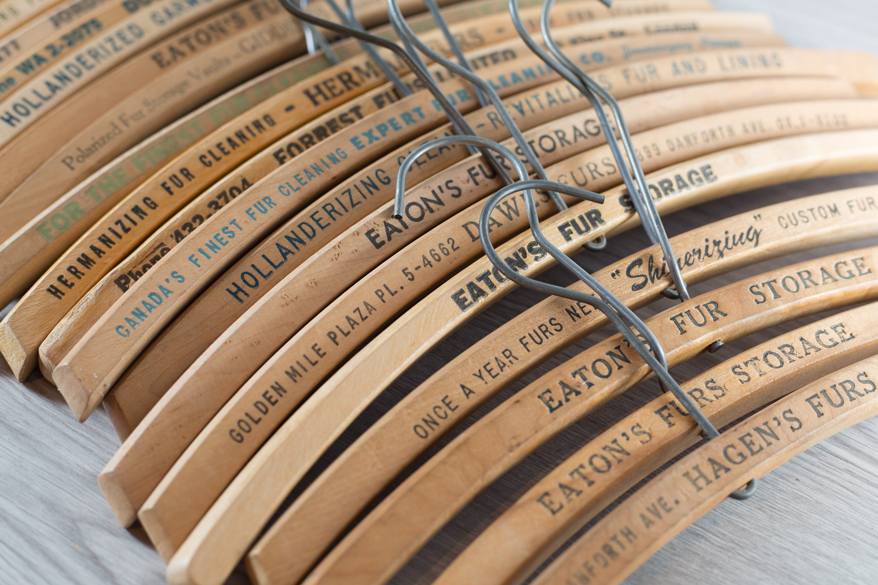 20 Wooden Fur Coat Hangers Vintage Clothing Hangers from Toronto