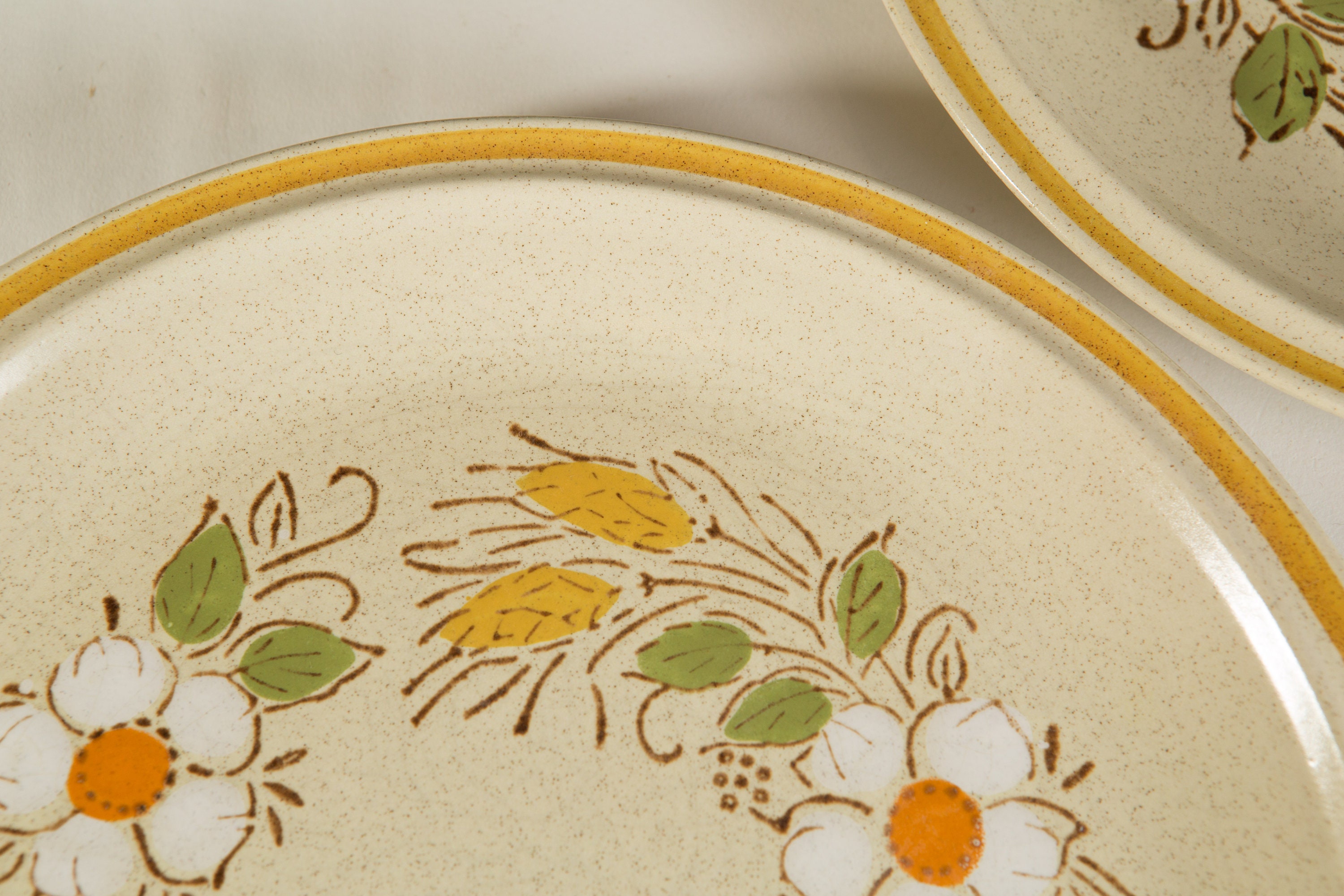 3 Vintage Dinner Plates with Floral Pattern Prairie Flowers