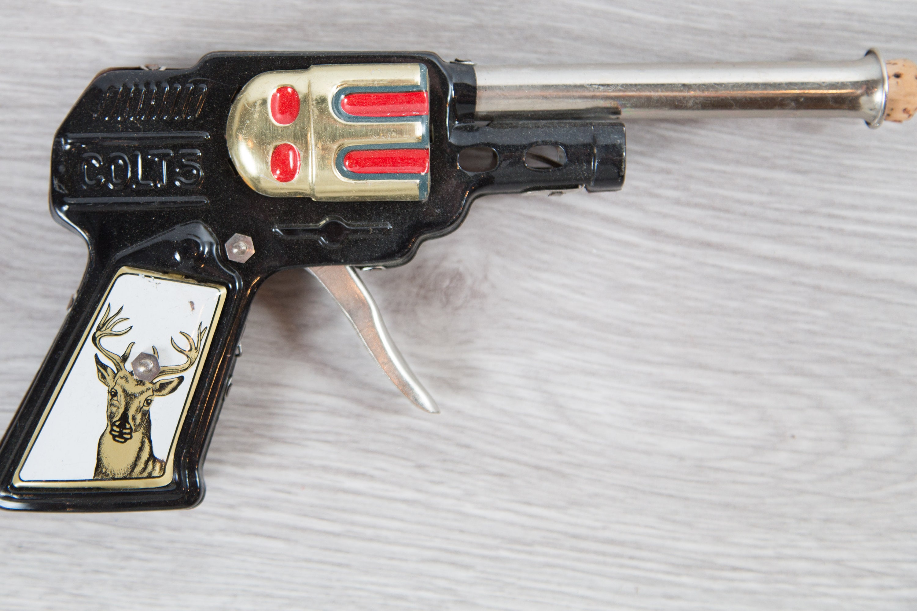 Vintage Toy Gun Colt 5 Pop Sparking Gun with Cork Stopper Made in