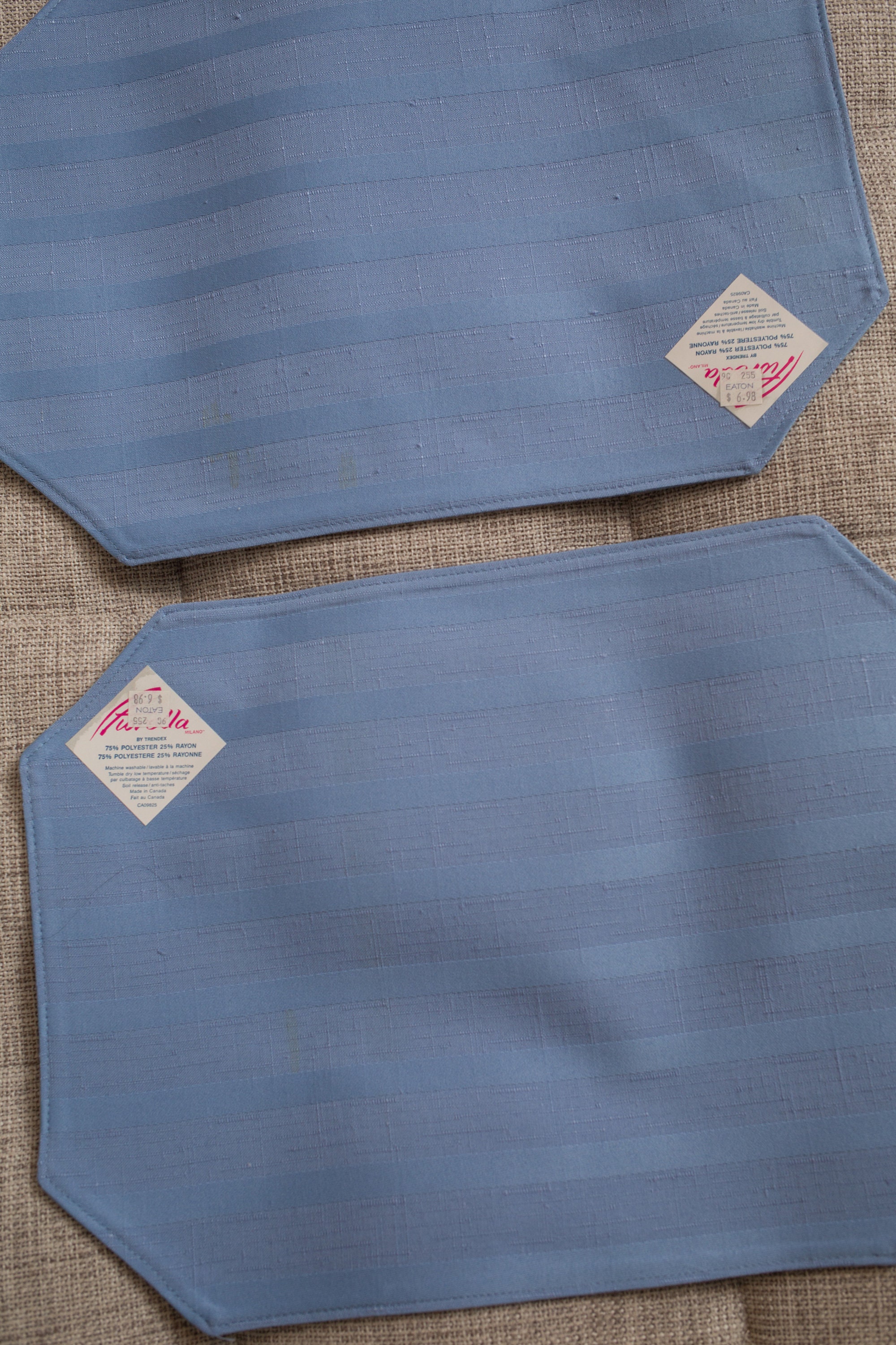 4 Vintage Placemats 1980's Deadstock Geometric Shaped Fabric