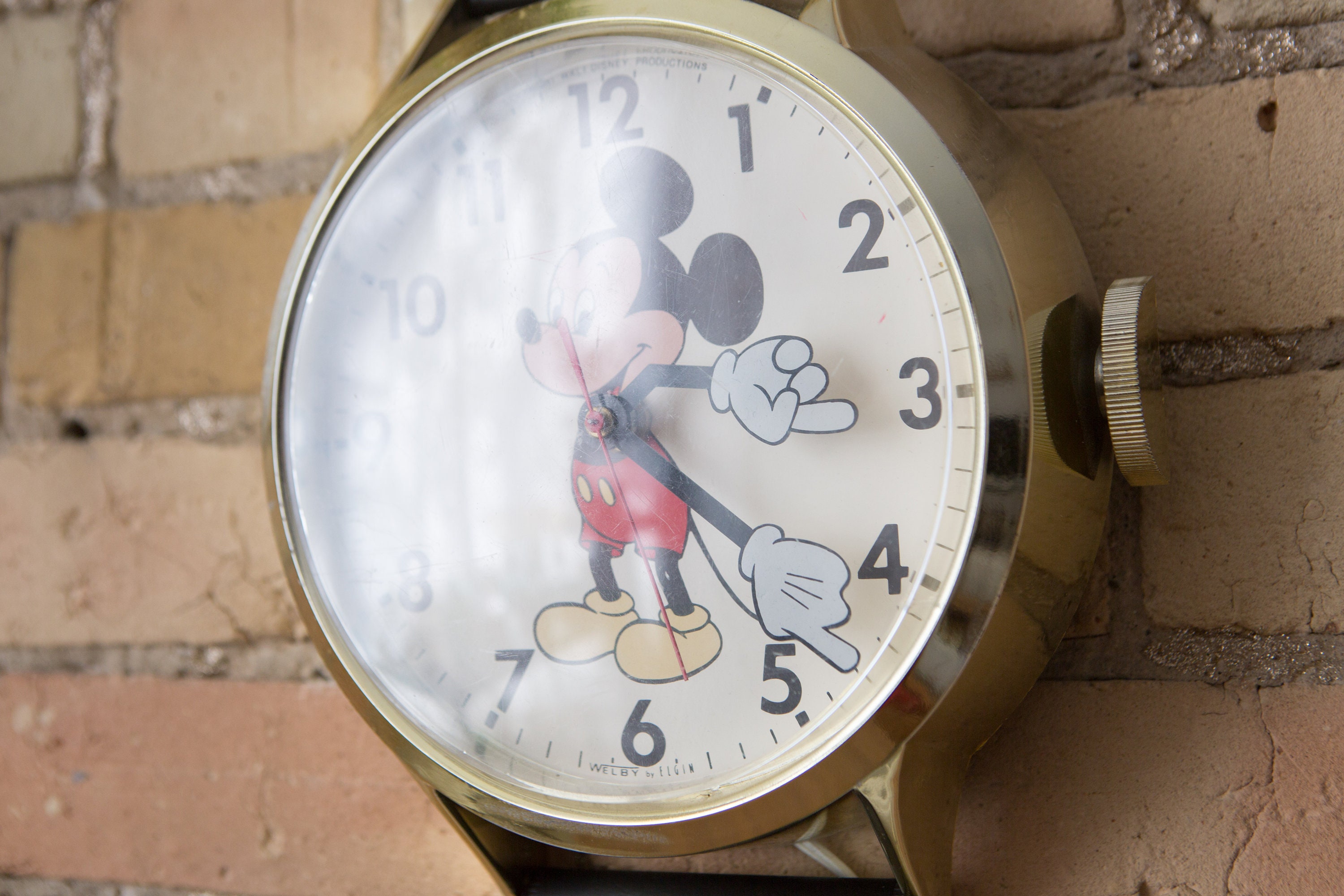 Mickey Mouse Clock WORKING Vintage Welby by Elgin Walt Disney Mickey