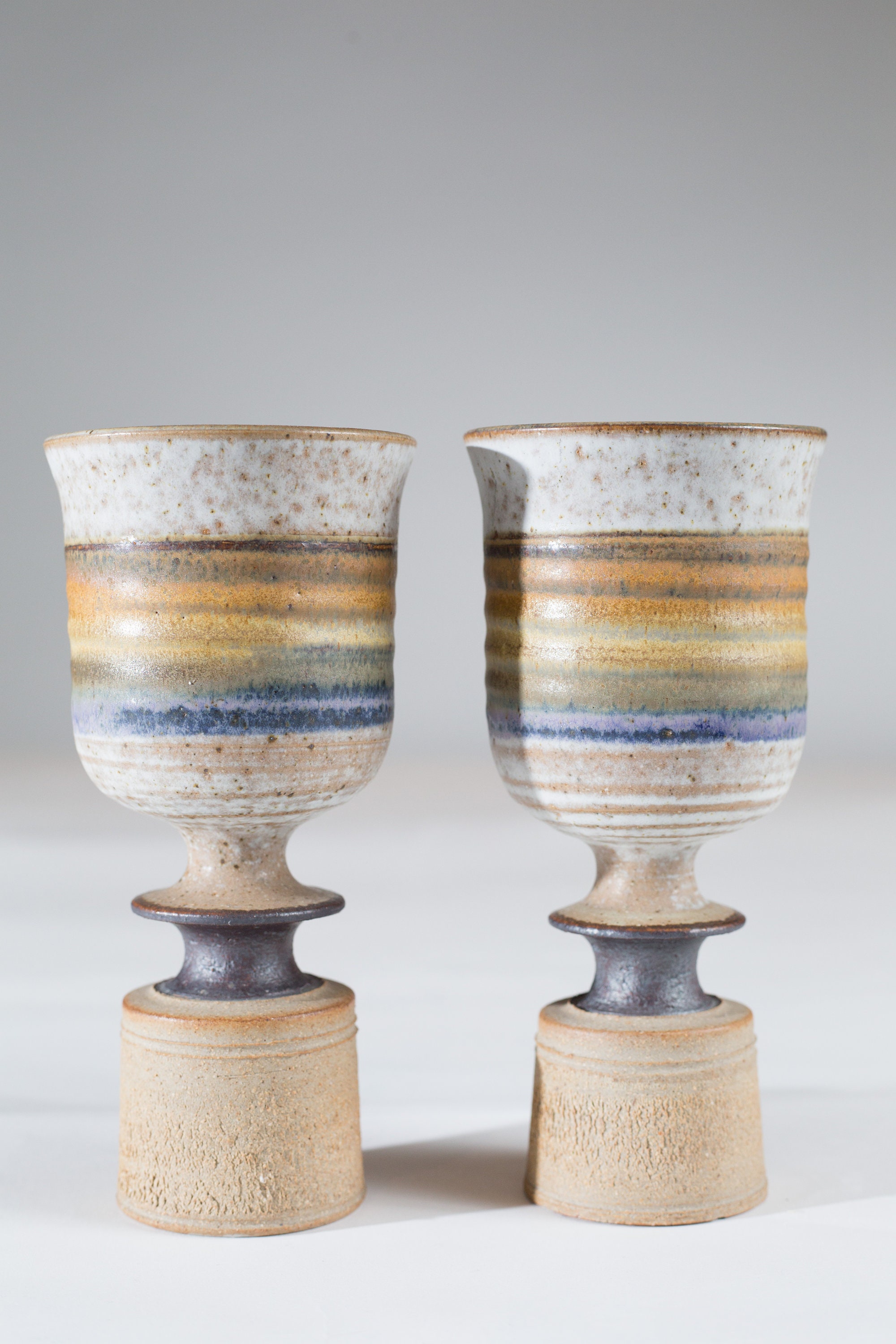 Ceramic Wine Goblets Pair of 10oz Handmade Speckled Rainbow Earthy