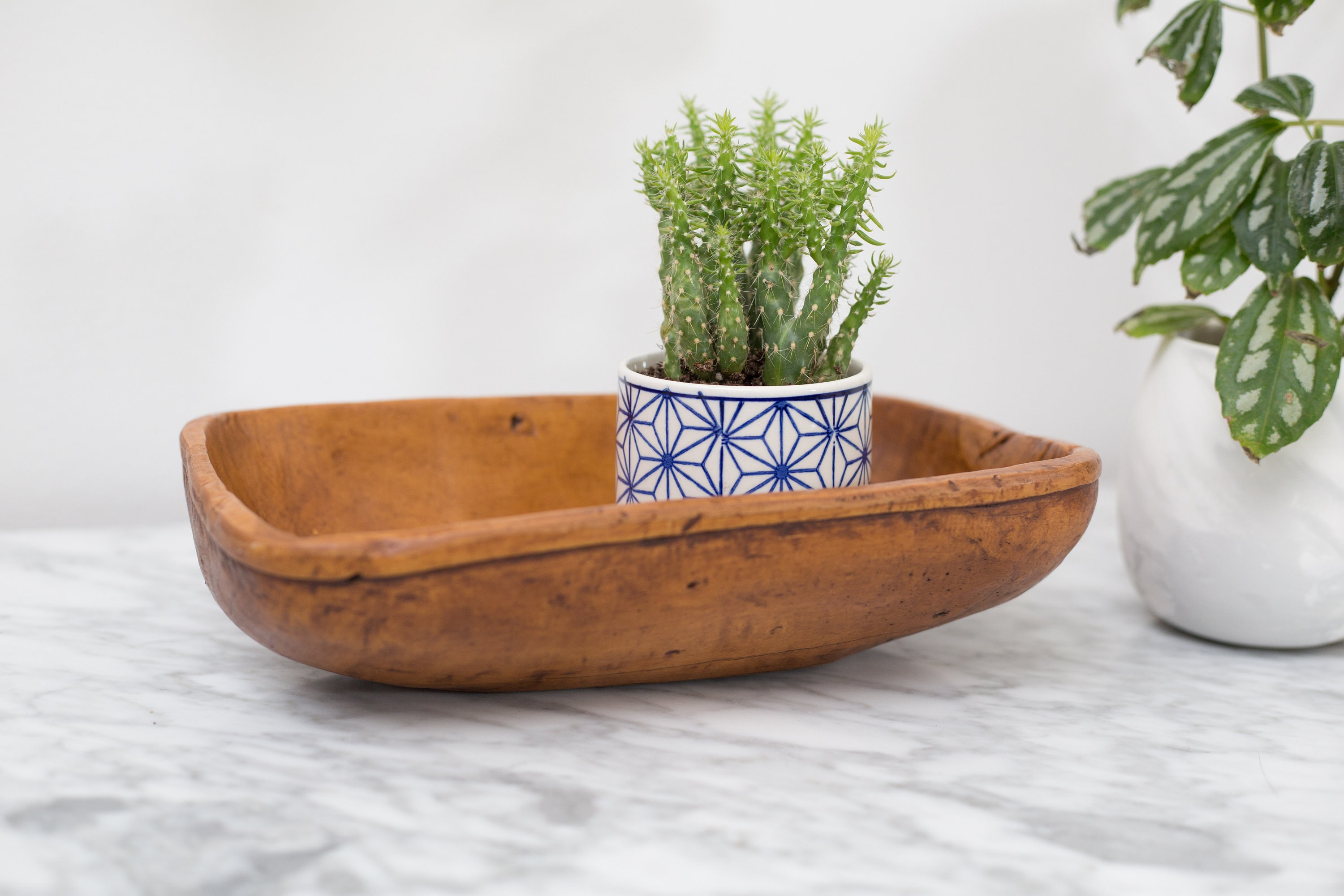 Antique Wood Tray Primitive Folk Vintage Handmade Carved Decorative