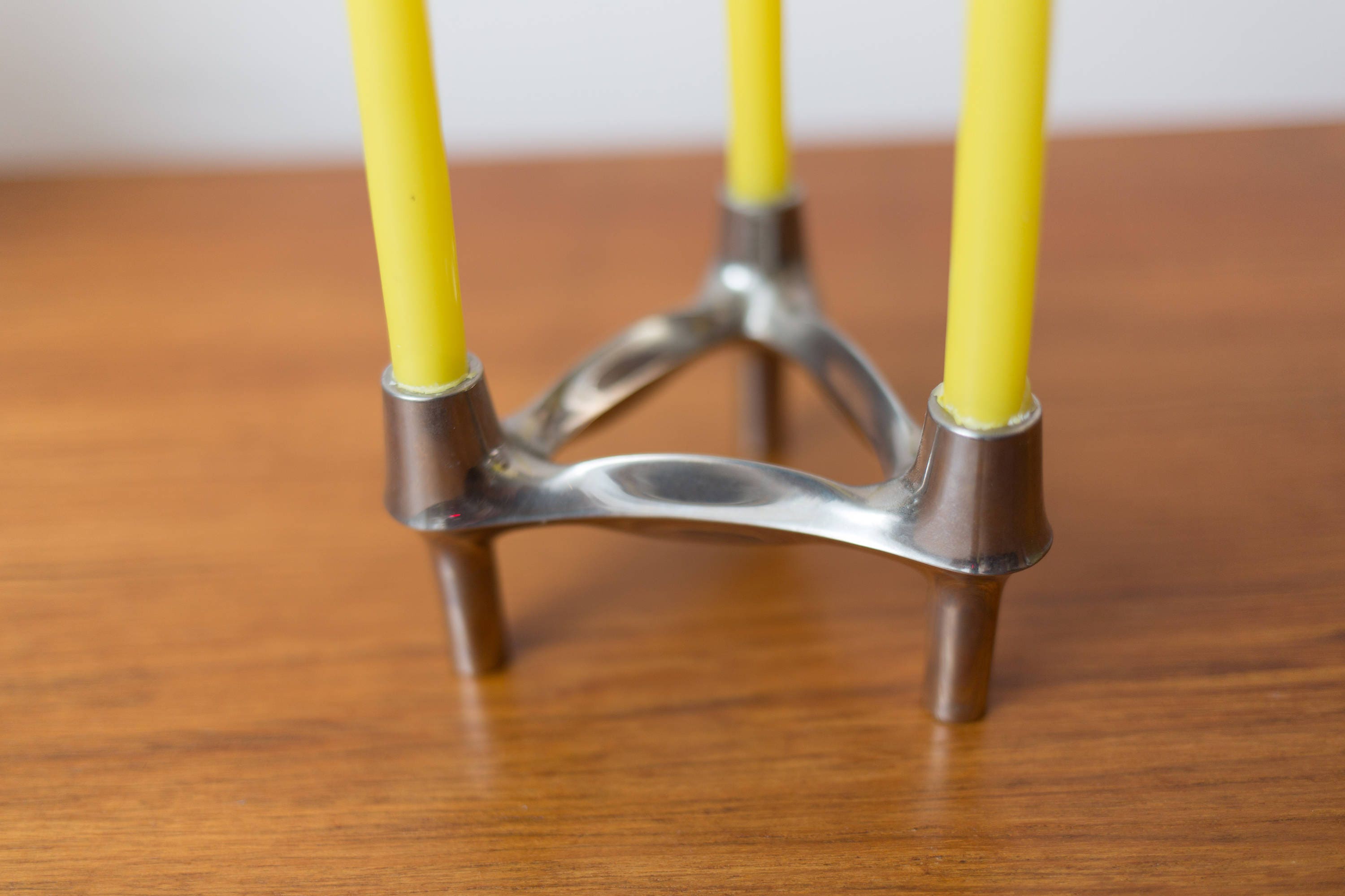 Scandinavian Metal Candlestick Holder / Danish Modern Atomic Design