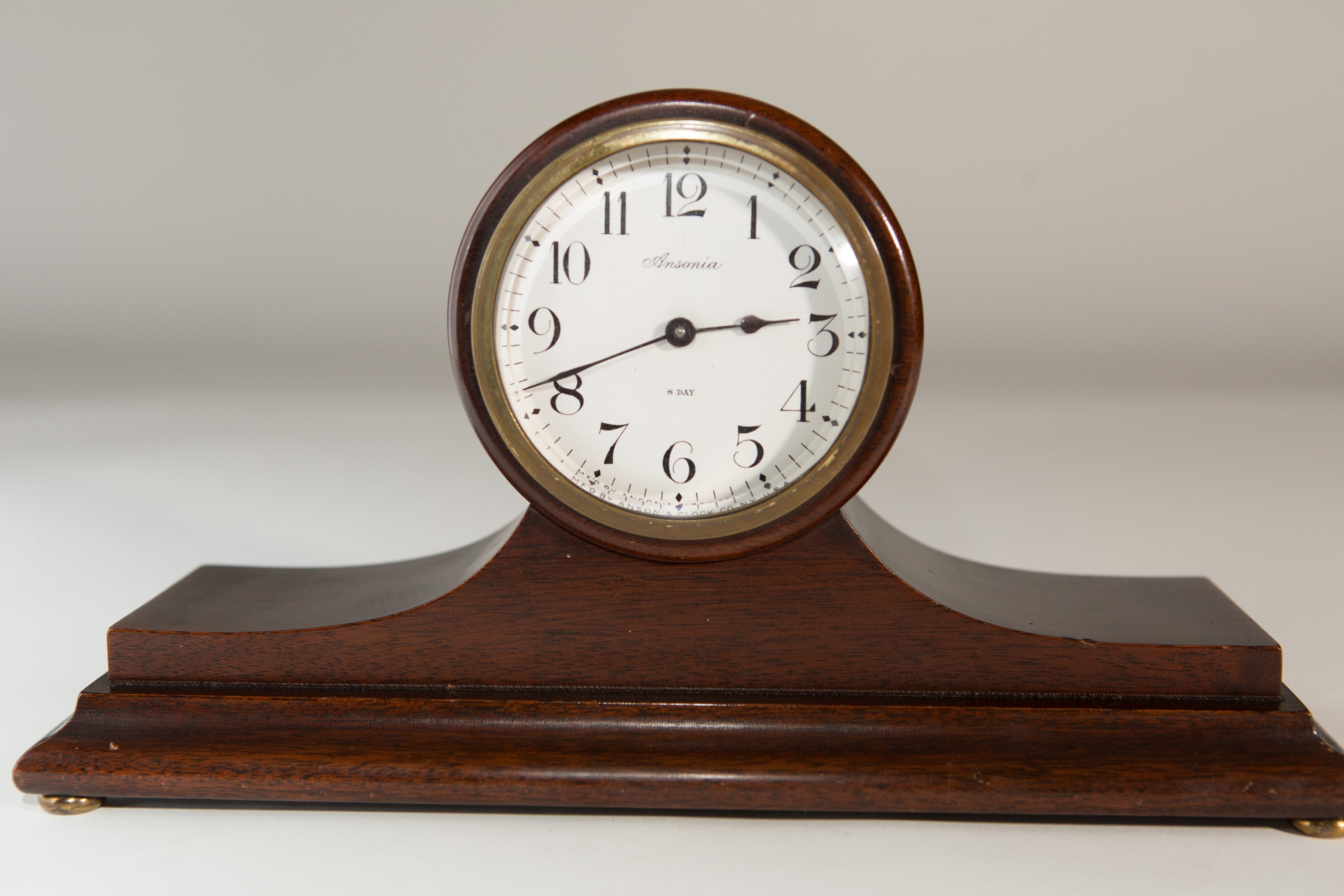 Vintage Wind up Clock WORKING Antique Wood 8day Ansonia Mantle Clock