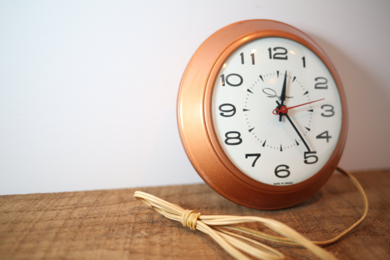 70's Ingraham Copper Coloured Electric Wall Clock Mid Century Modern