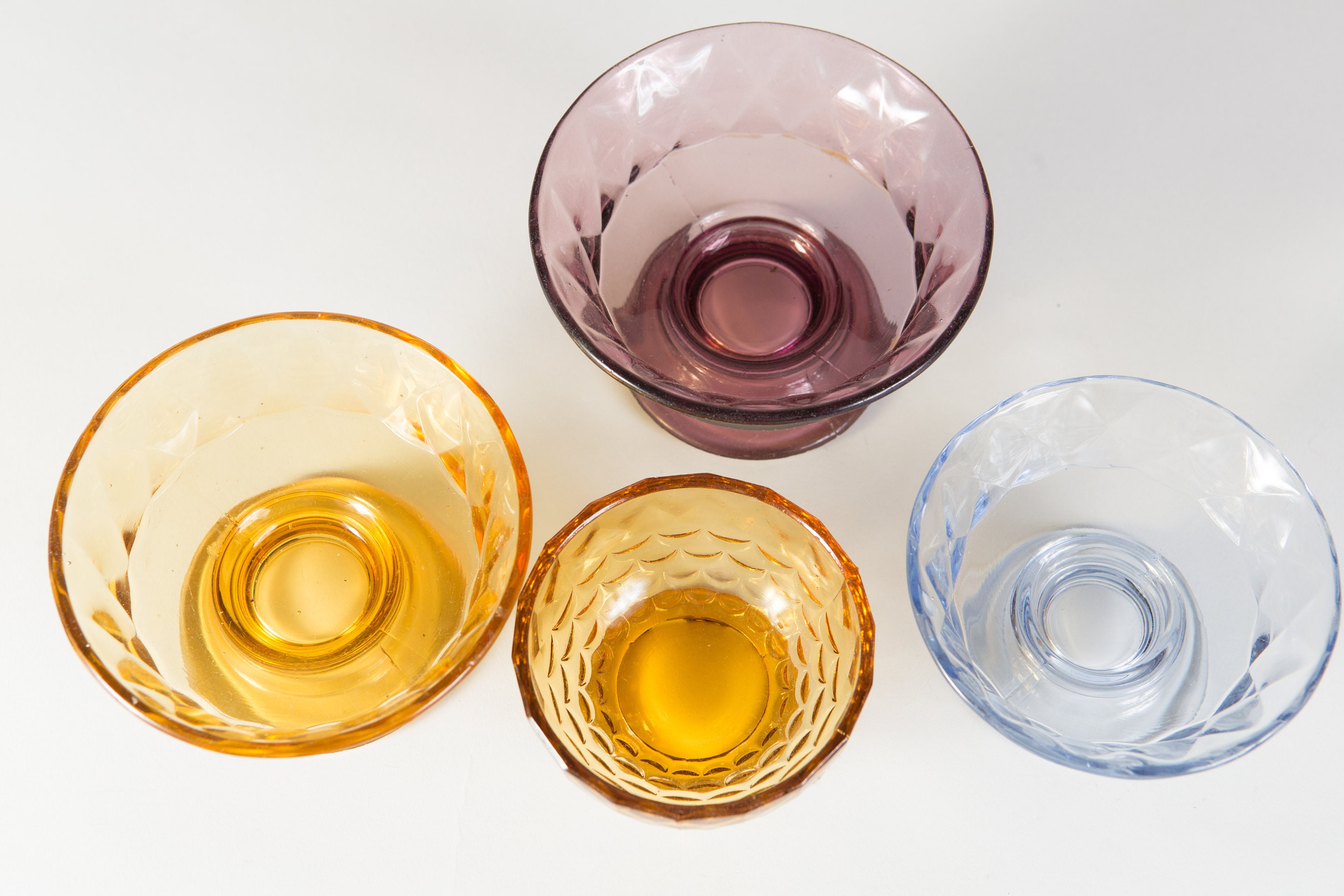 Vintage Glass Compotes Colored Glass Bowls Dessert or Ice Cream