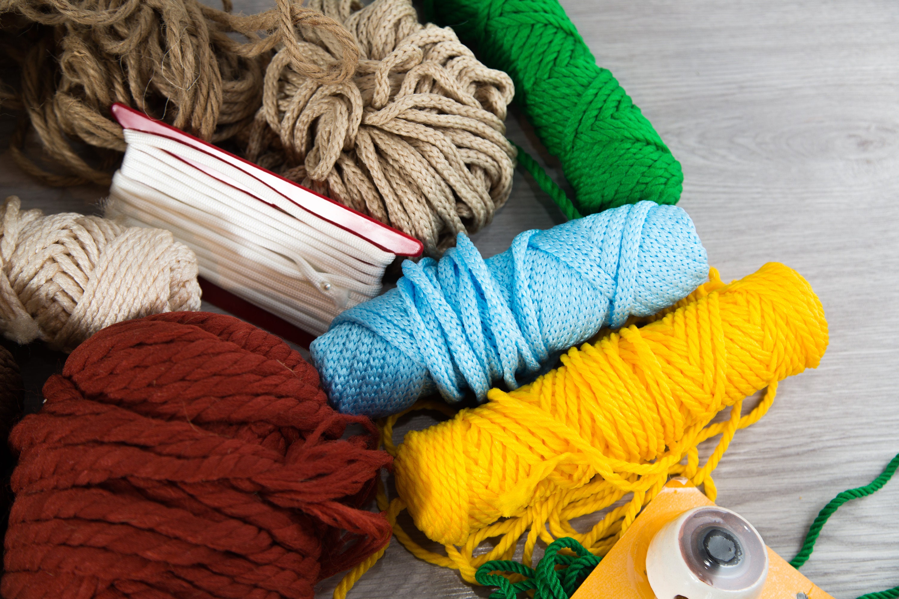 Vintage Macrame Twine /Lot of Macrame Supplies including beads and Owl