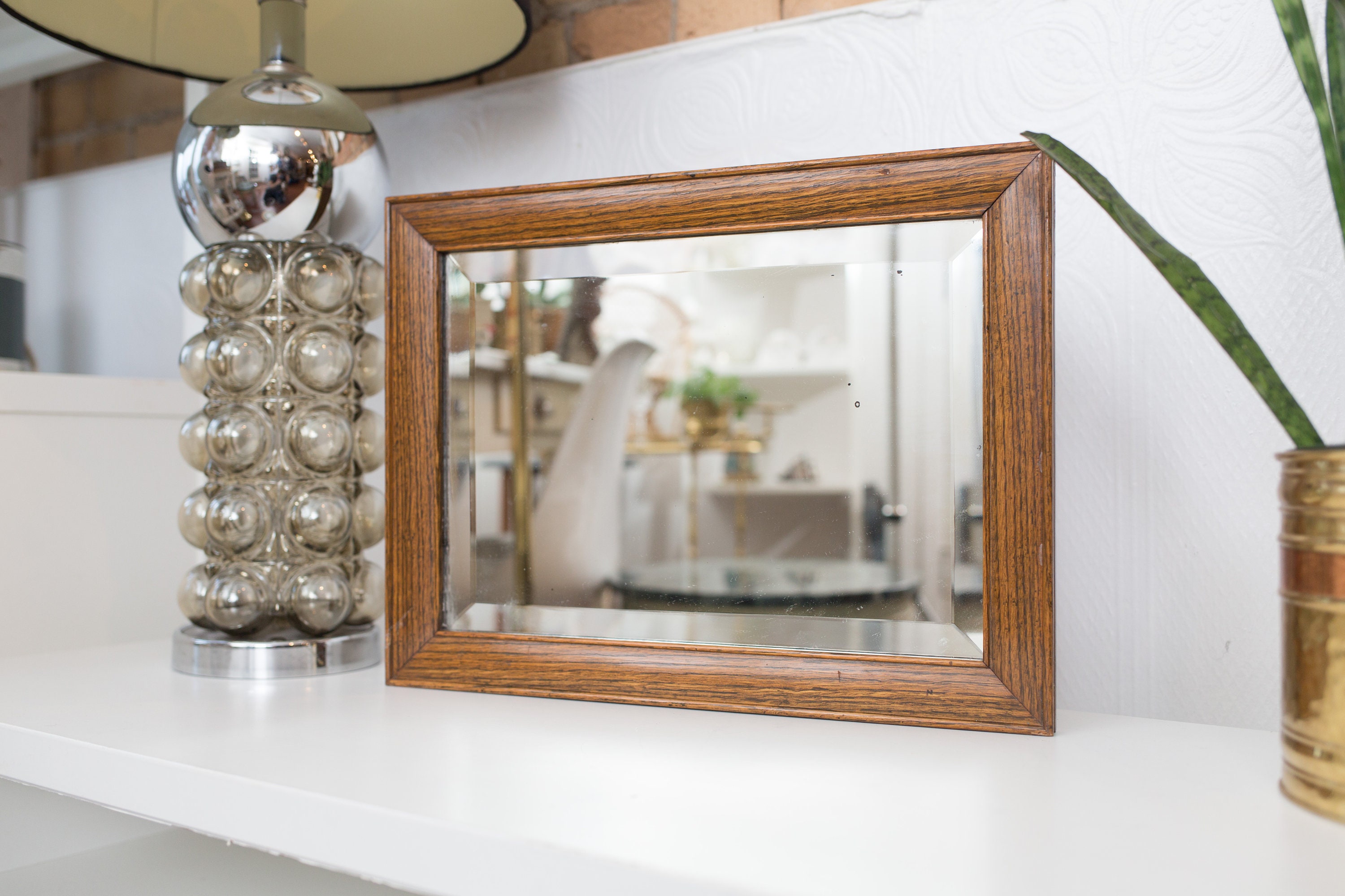 ANtique Solid Oak Framed Mirror Wood Frame for Prints, Artwork