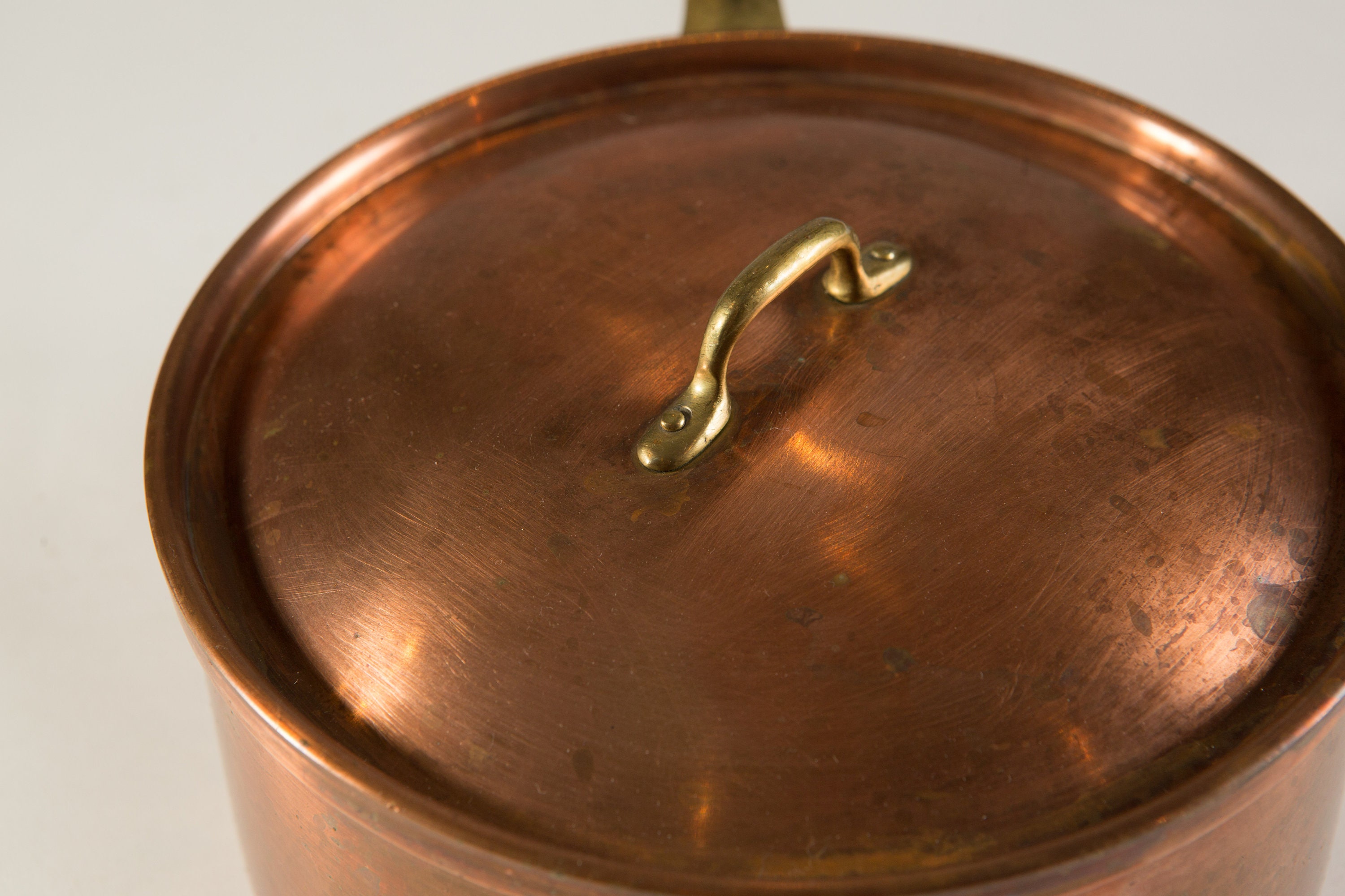 Vintage Copper Pot Made in Portugal with Brass Handles Cooking Pot French Country Decor