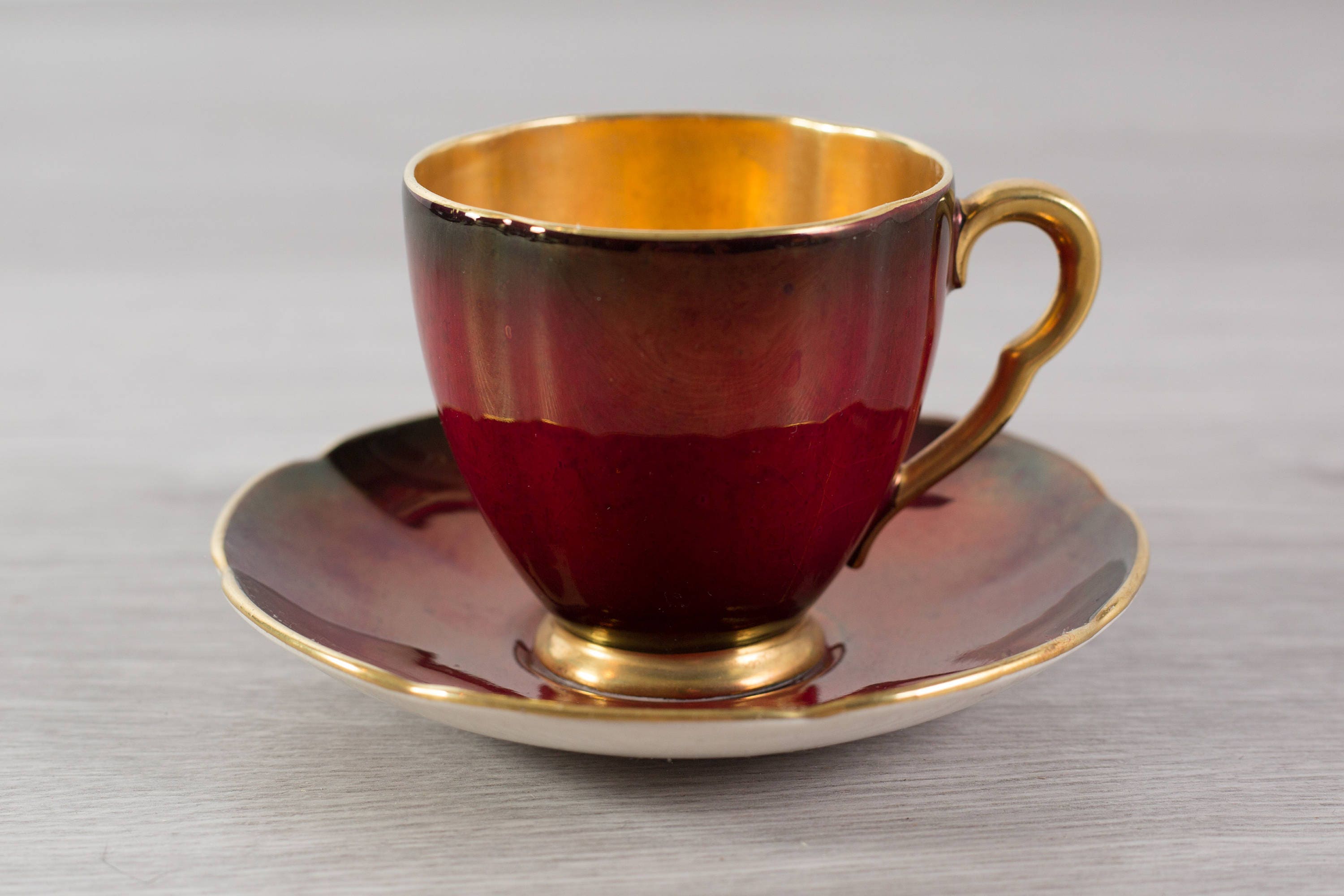 Carlton Ware Teacup Vintage Red and Gold Fine Bone China Teacup and