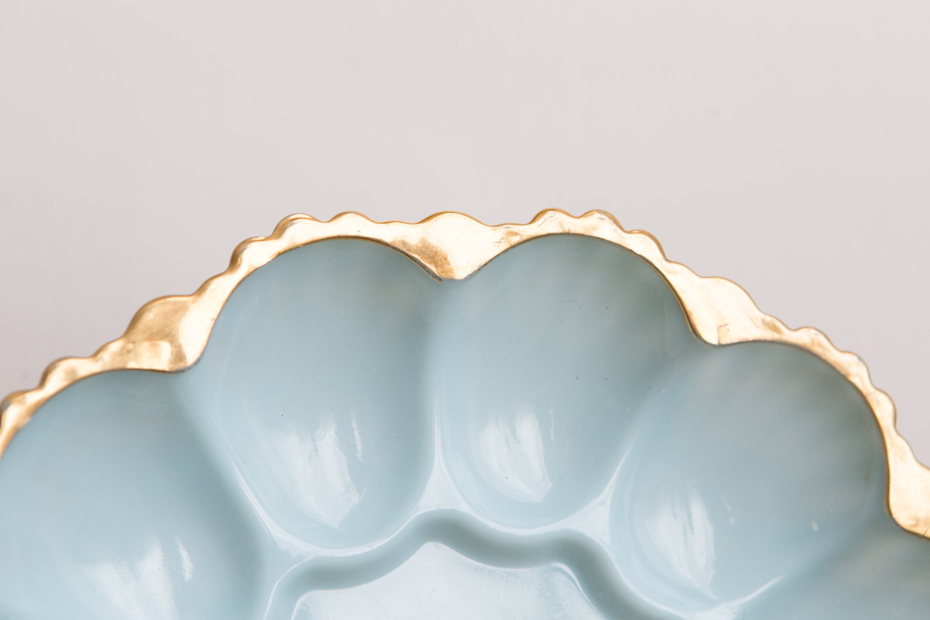 Vintage Deviled Egg Plate Blue Milk Glass Anchor Hocking Serving