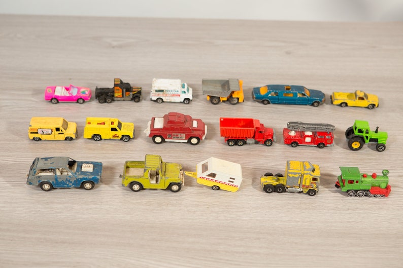 Small Collectible Metal Child/'s Cars Toys 17 Vintage Metal Truck Toys