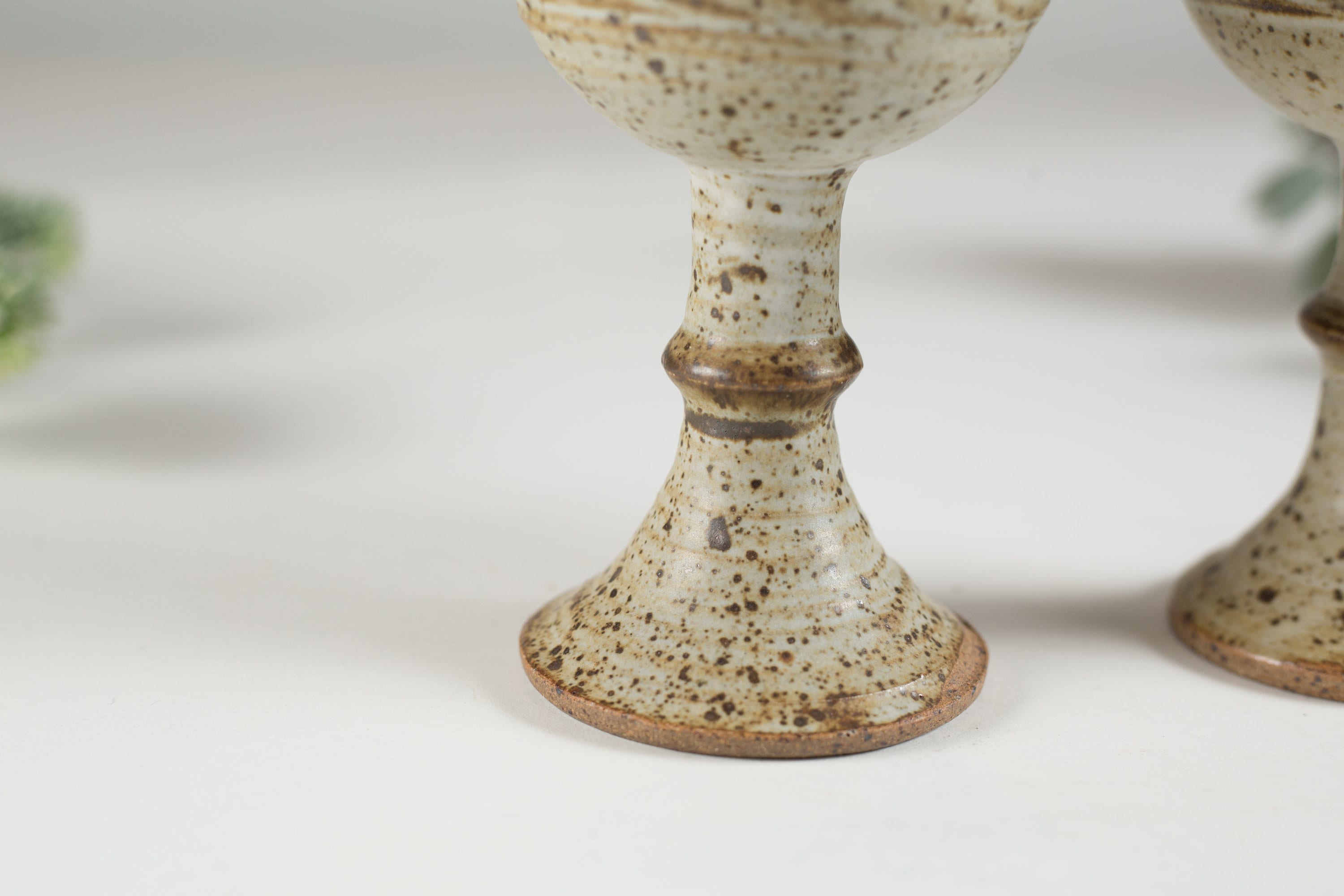 Ceramic Wine Goblets Pair of 6oz Handmade Speckled Robin's Egg Earthy