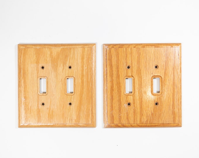 MEASUREMENTS 4 Vintage Wood Wall Outlet Switch Cover Plates - Mid Century Wall Fixture Hardware / Switchplate