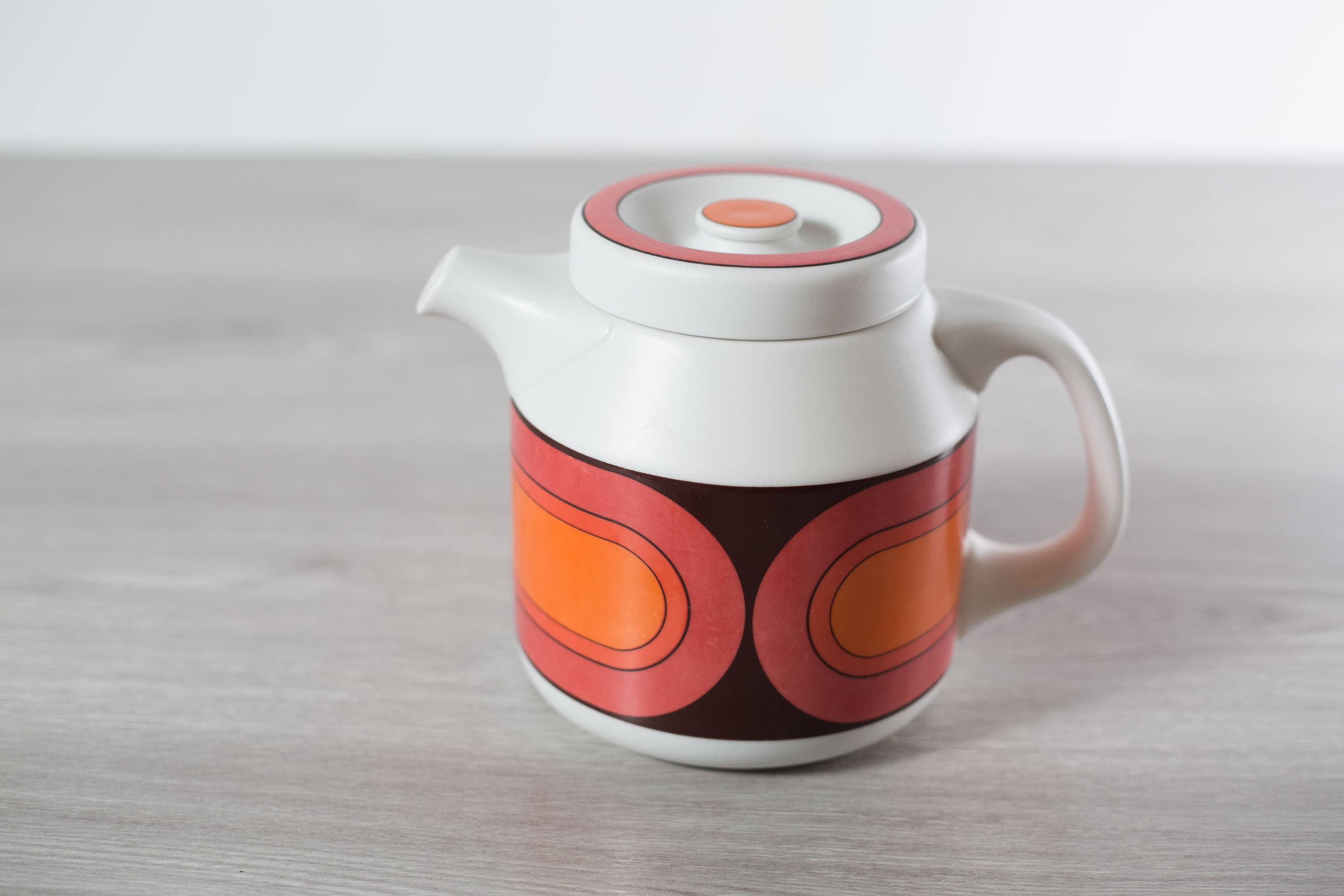 Vintage Arzberg Teapot / Feurfest Germany Orange and Red Mid Century