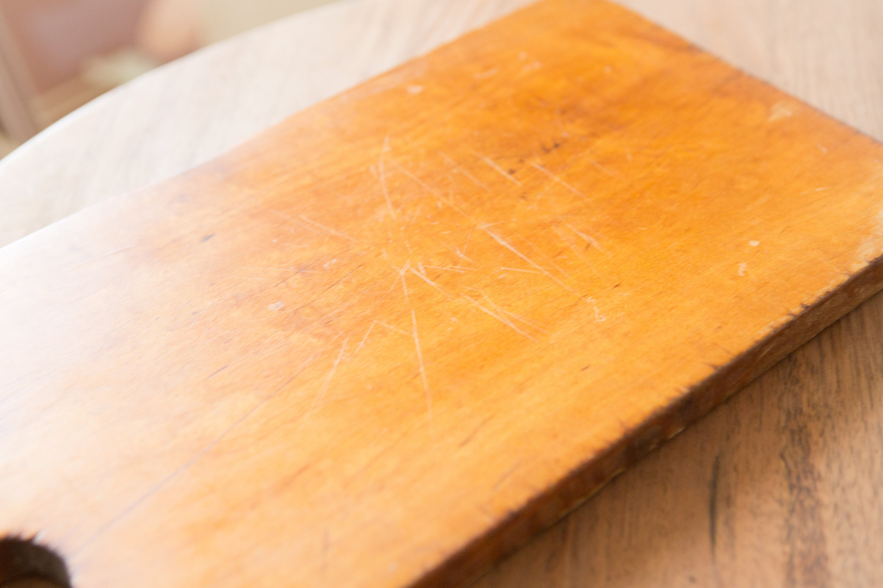 Antique Wood Cheese Board Vintage Hand Carved Wood Chopping Block