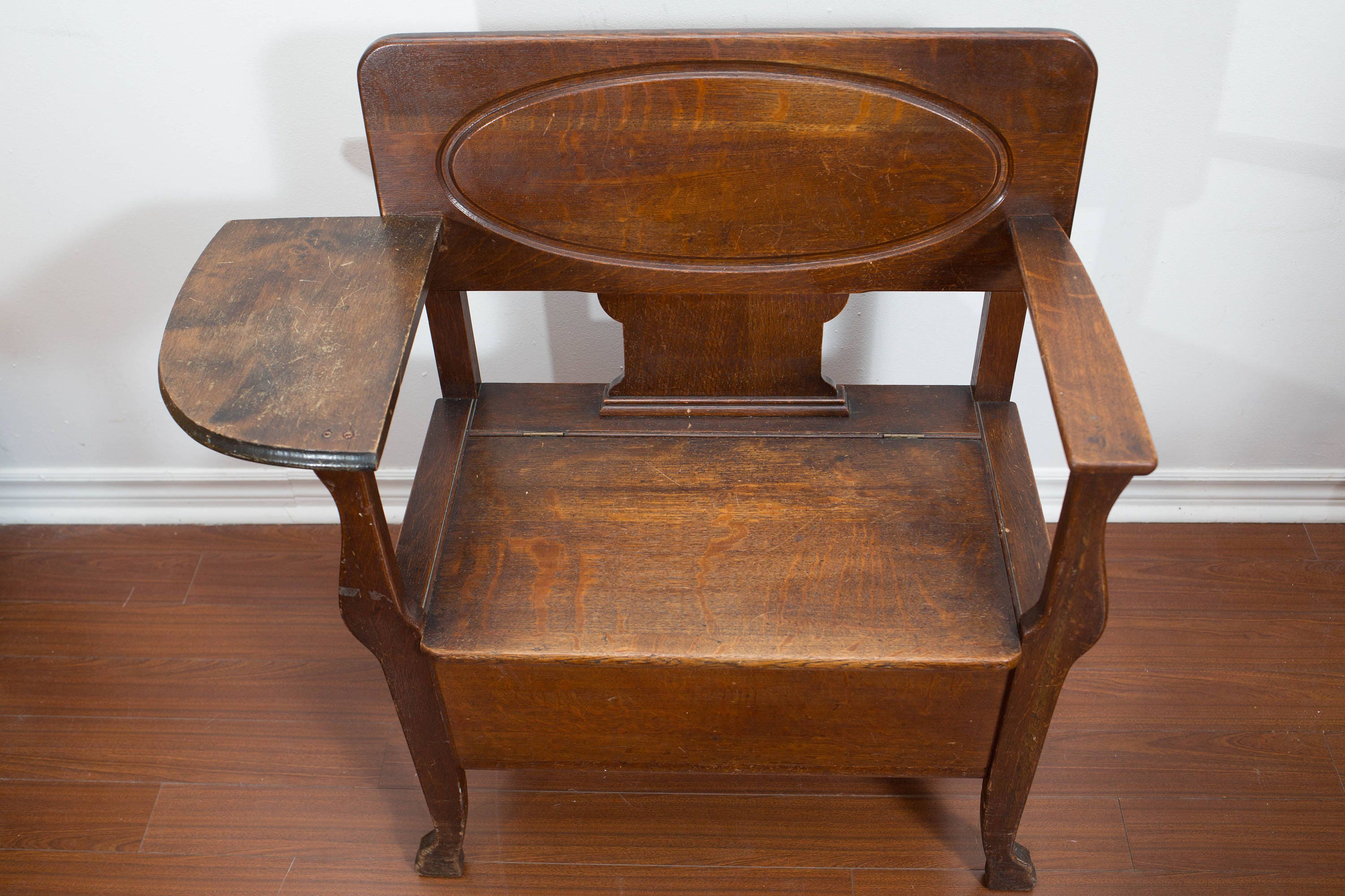 Antique Telephone Bench / Sturdy Solid Wood Canadiana Vintage Primitive