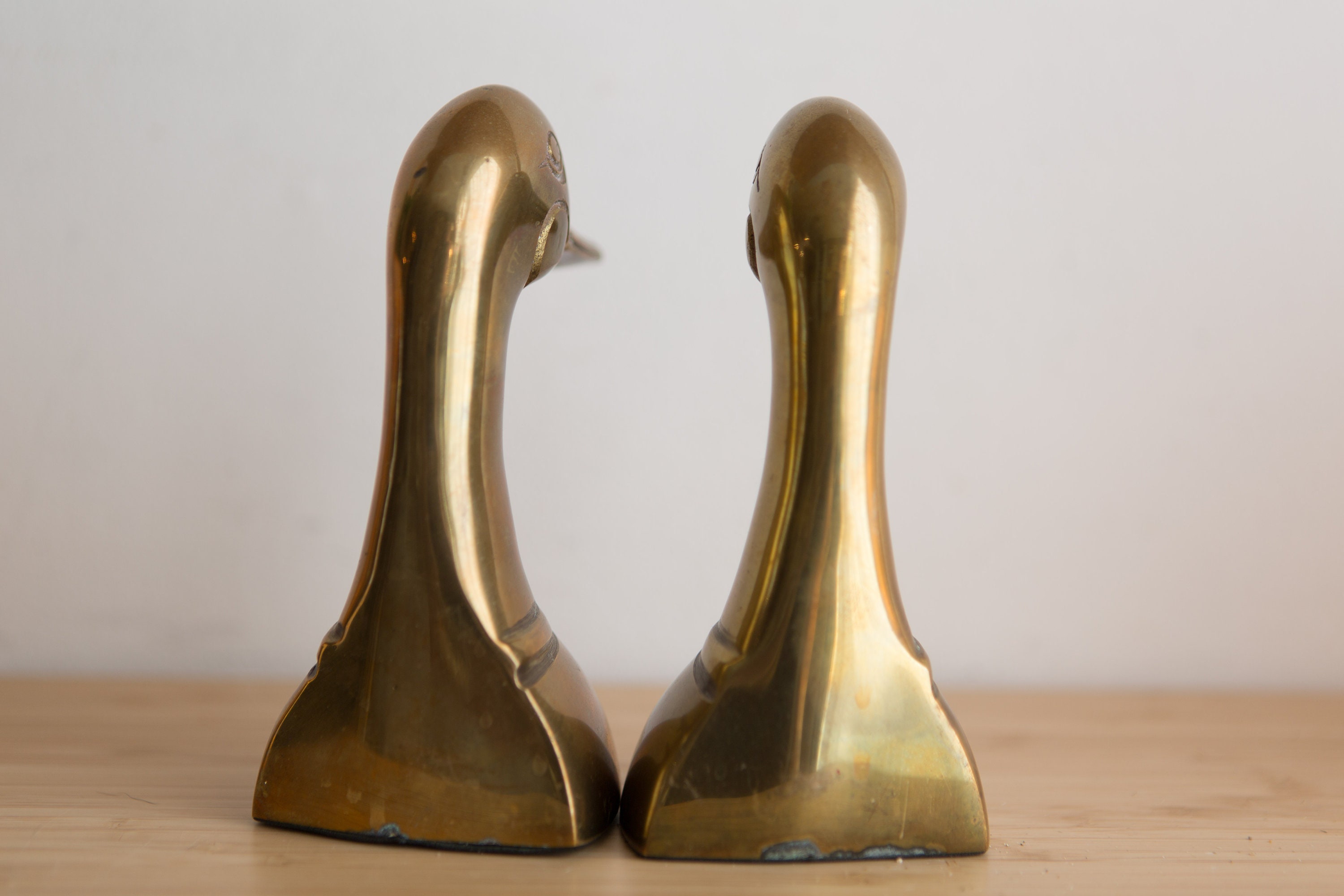 Vintage Duck Bookends Gold Coloured Brass Decor Sand Filled Book