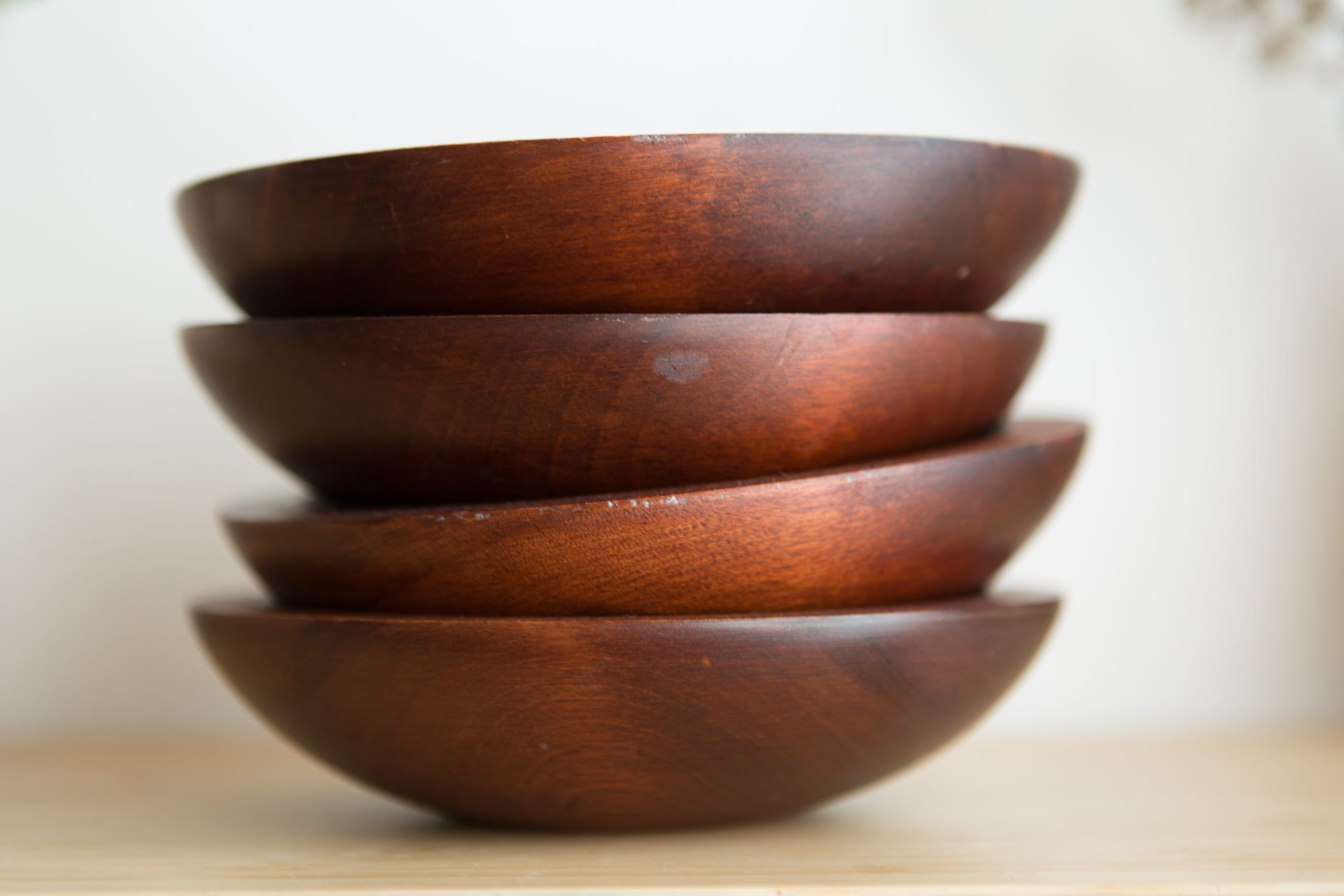 Wood Salad Bowls / 5piece Set of 1960's Vintage Solid Maple Wood