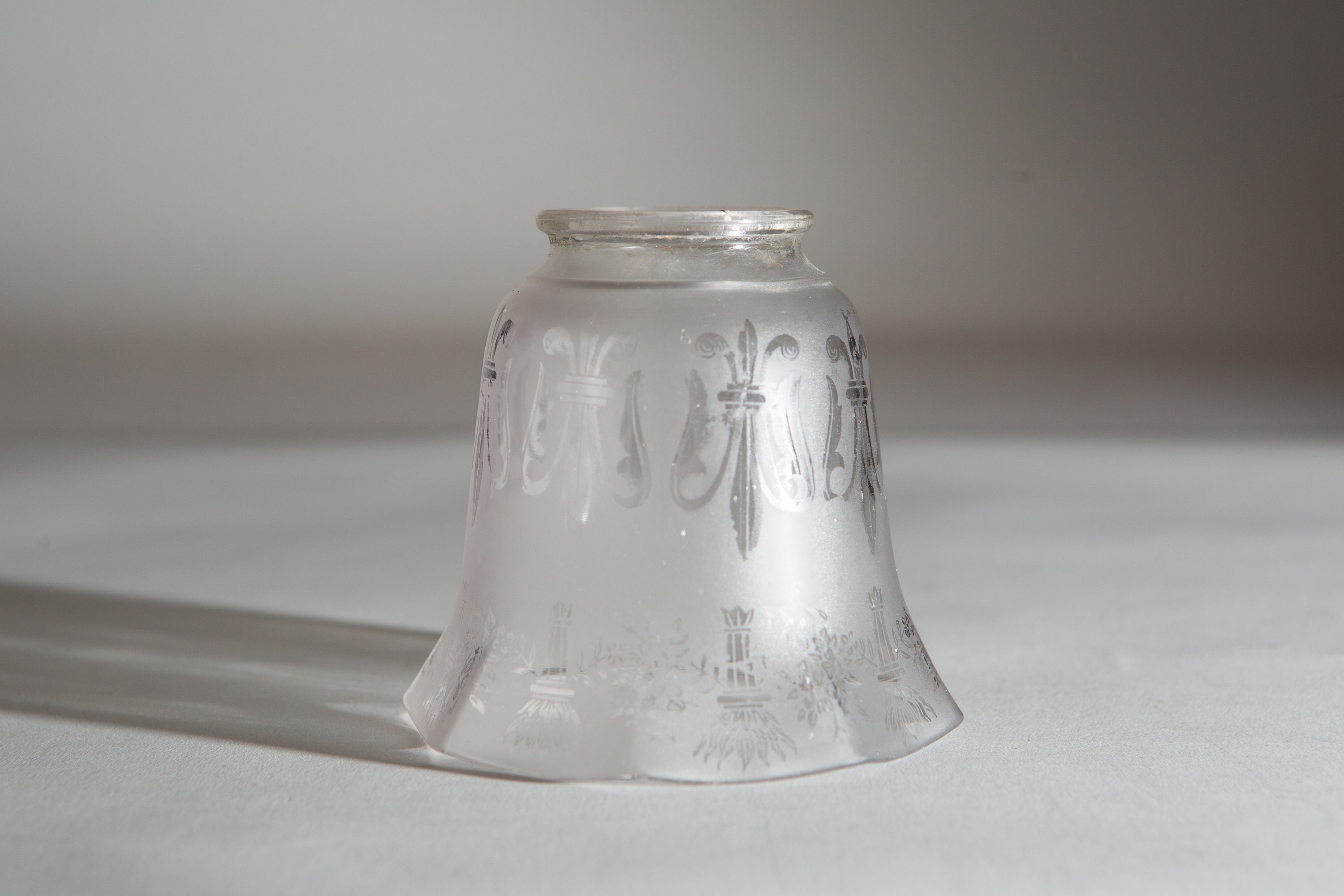 Vintage Glass Lamp Shade Clear Bell Shaped Pressed Glass Pendant