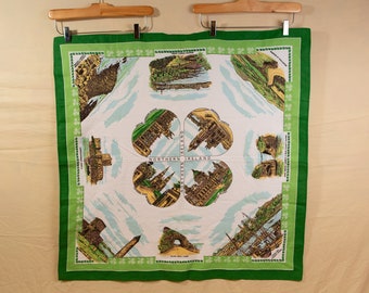 Vintage Tea Towel of Northern Ireland - Pure Irish Linen Souvenir Cloth with Landmarks Including City Hall Belfast
