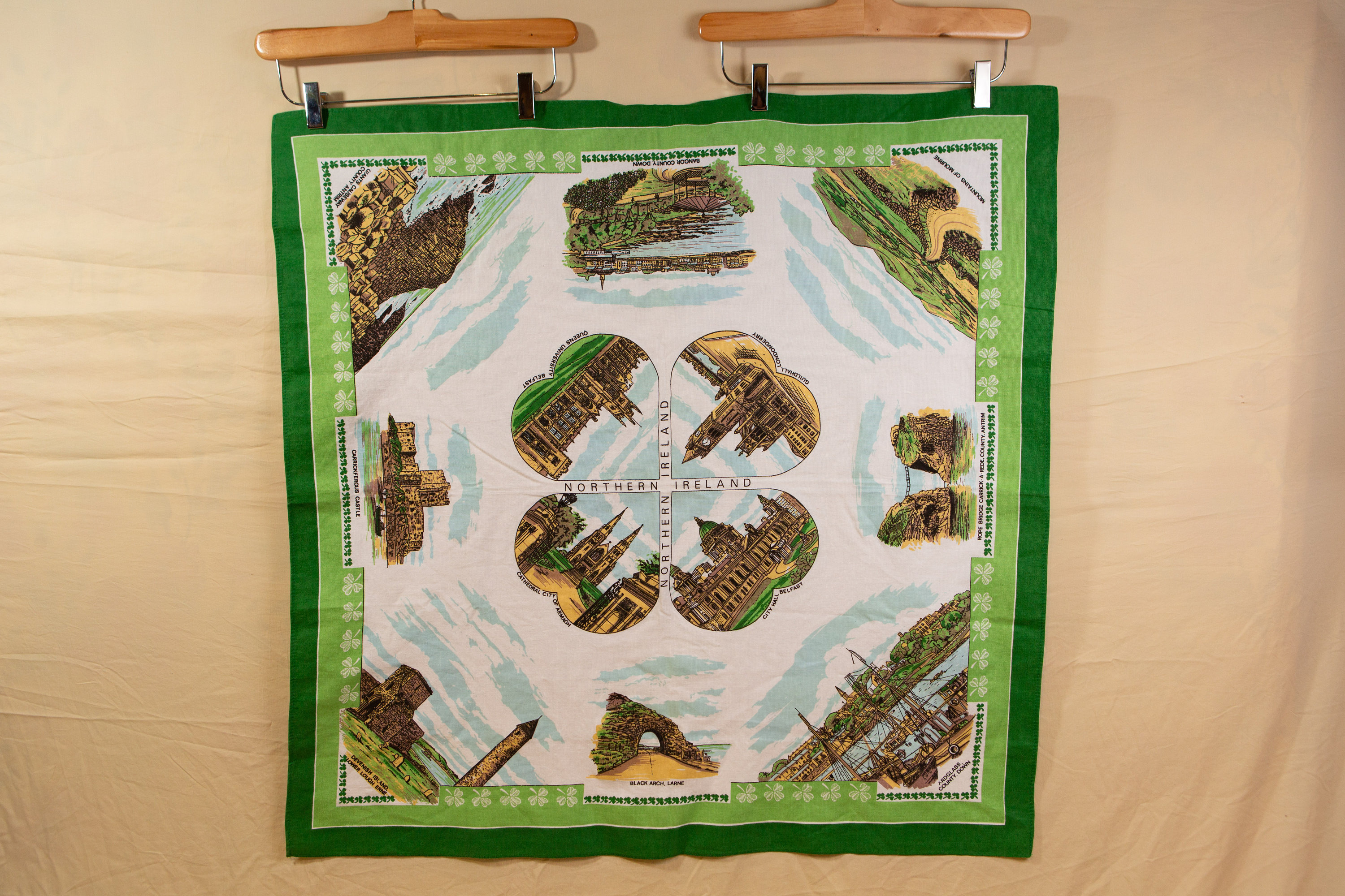 Vintage Tea Towel of Northern Ireland Pure Irish Linen Souvenir Cloth