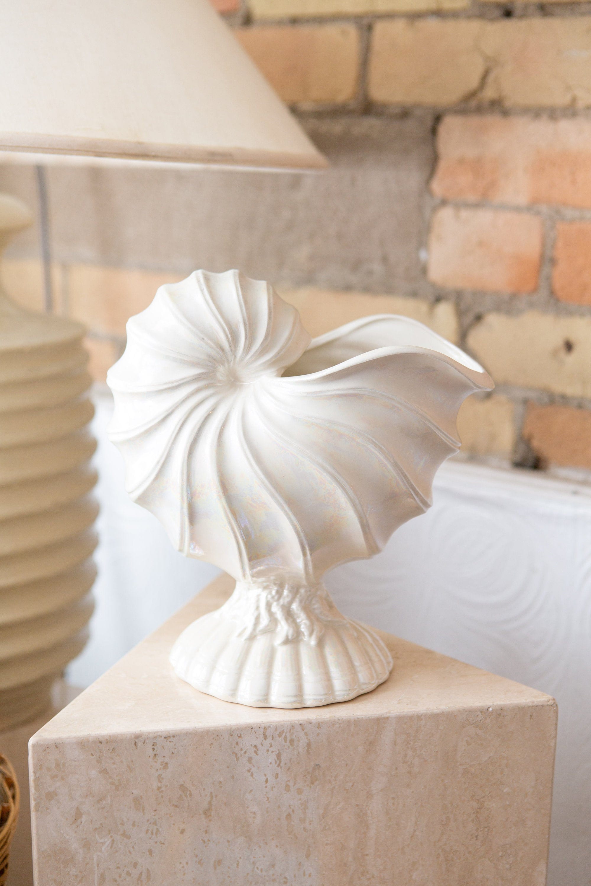 White Ceramic Shell Planter