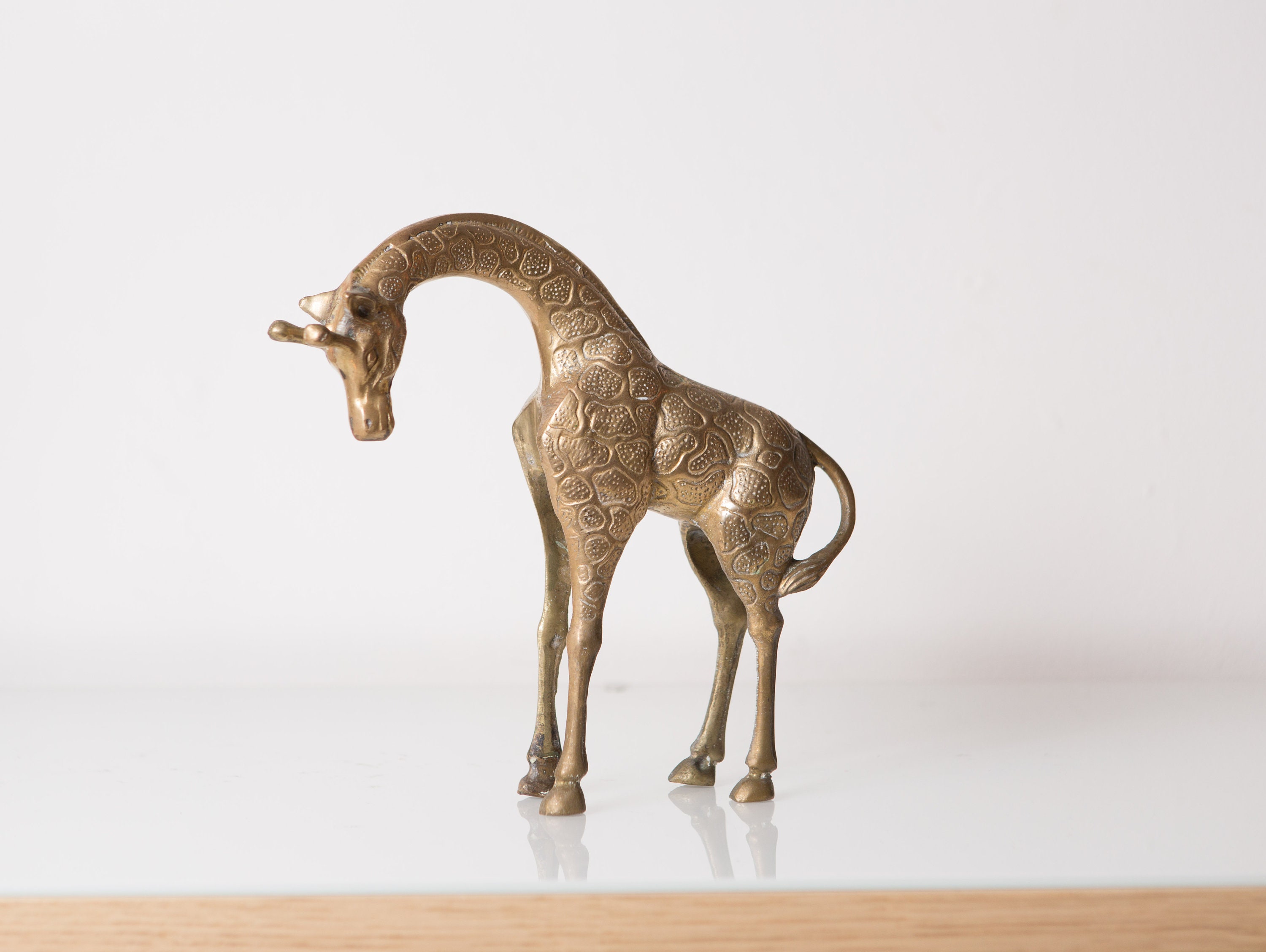 Vintage Brass Giraffe Gold Colored African Safari Animal Home