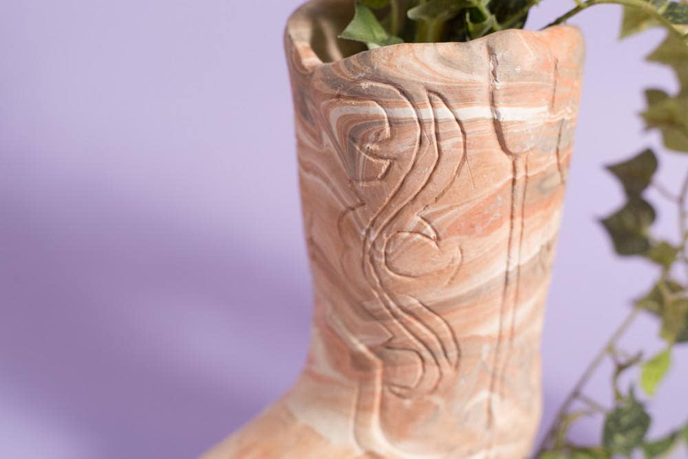 Boot and Hat Planters Vintage Soapstone Cowboy Western Boot Flower