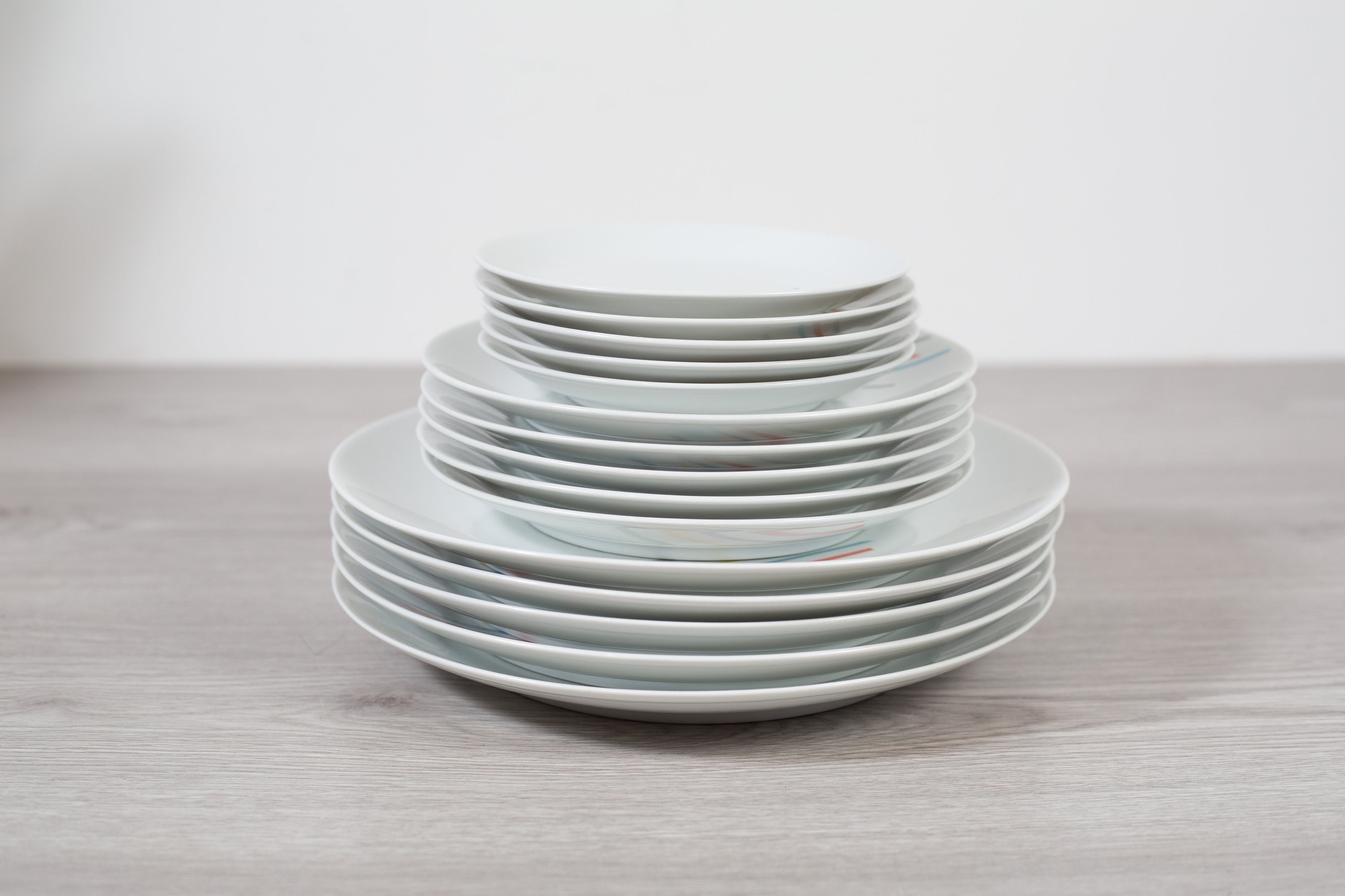 15 Vintage Arzberg Germany Plates Dinner and Side Plates with Rainbow