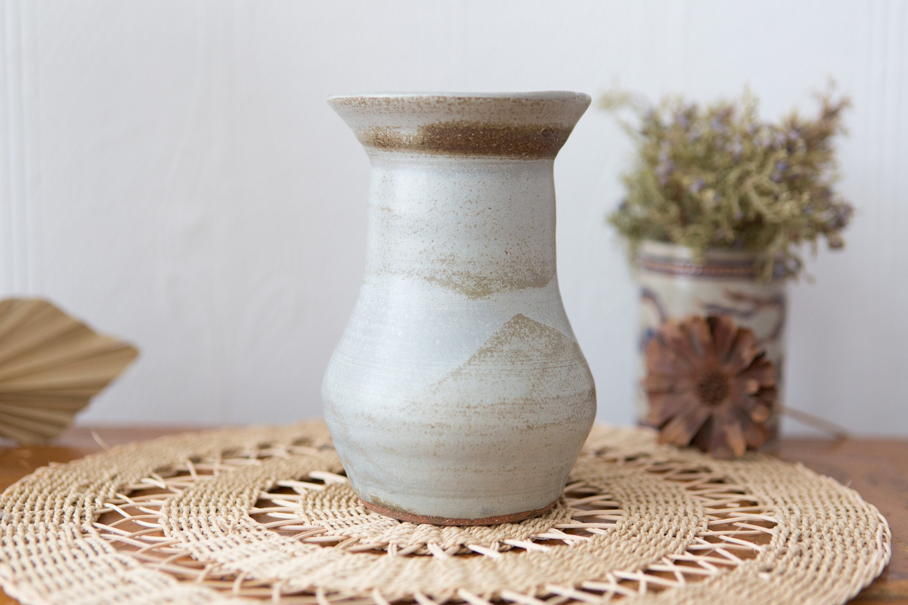 Handmade Ceramic Vase Earthy Vintage Boho Grey Glaze Vase Studio