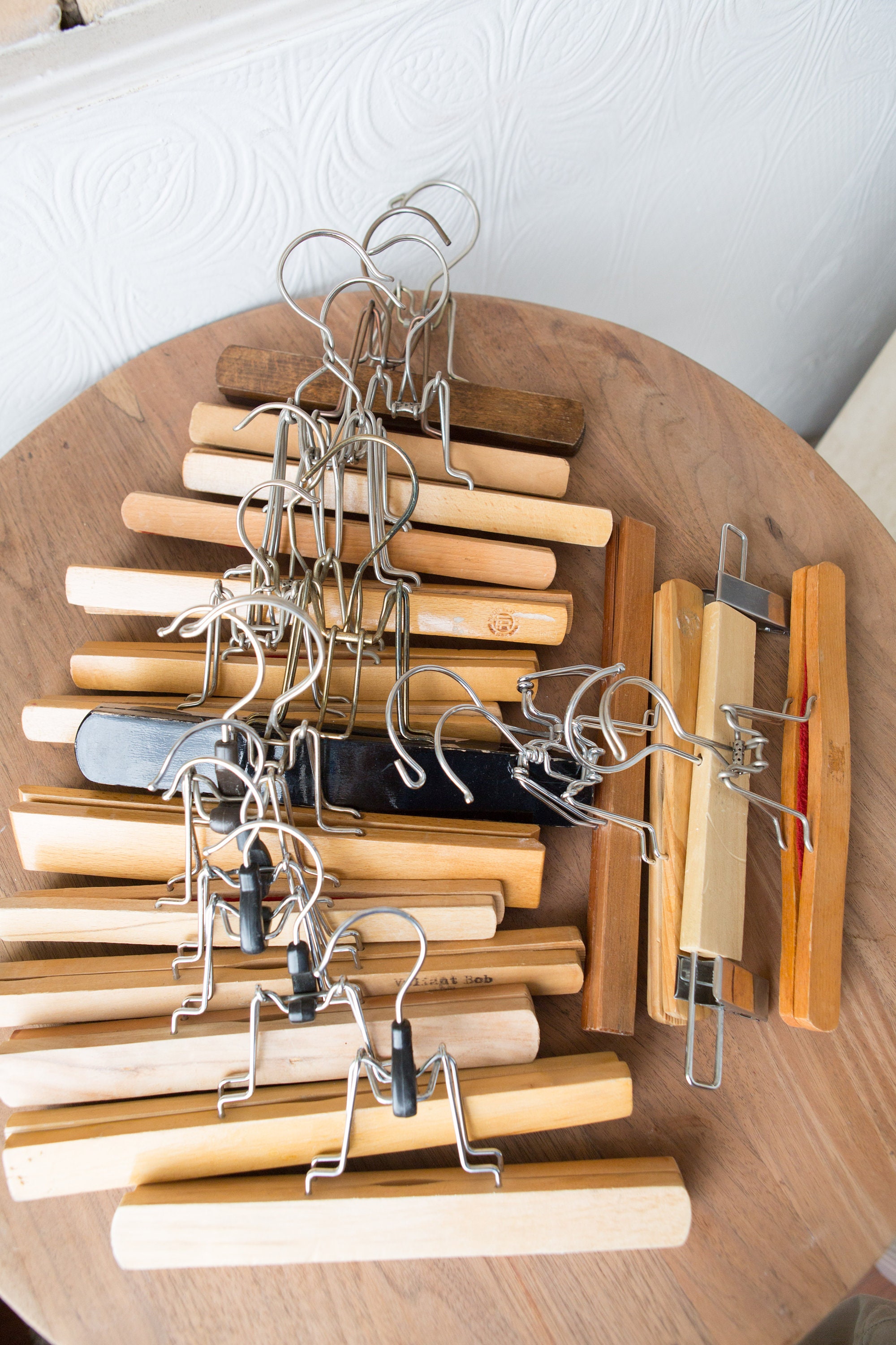 18 Wooden Skirt or Pant Clip / Clamp Hangers Vintage Clothing Hangers from Toronto Canada
