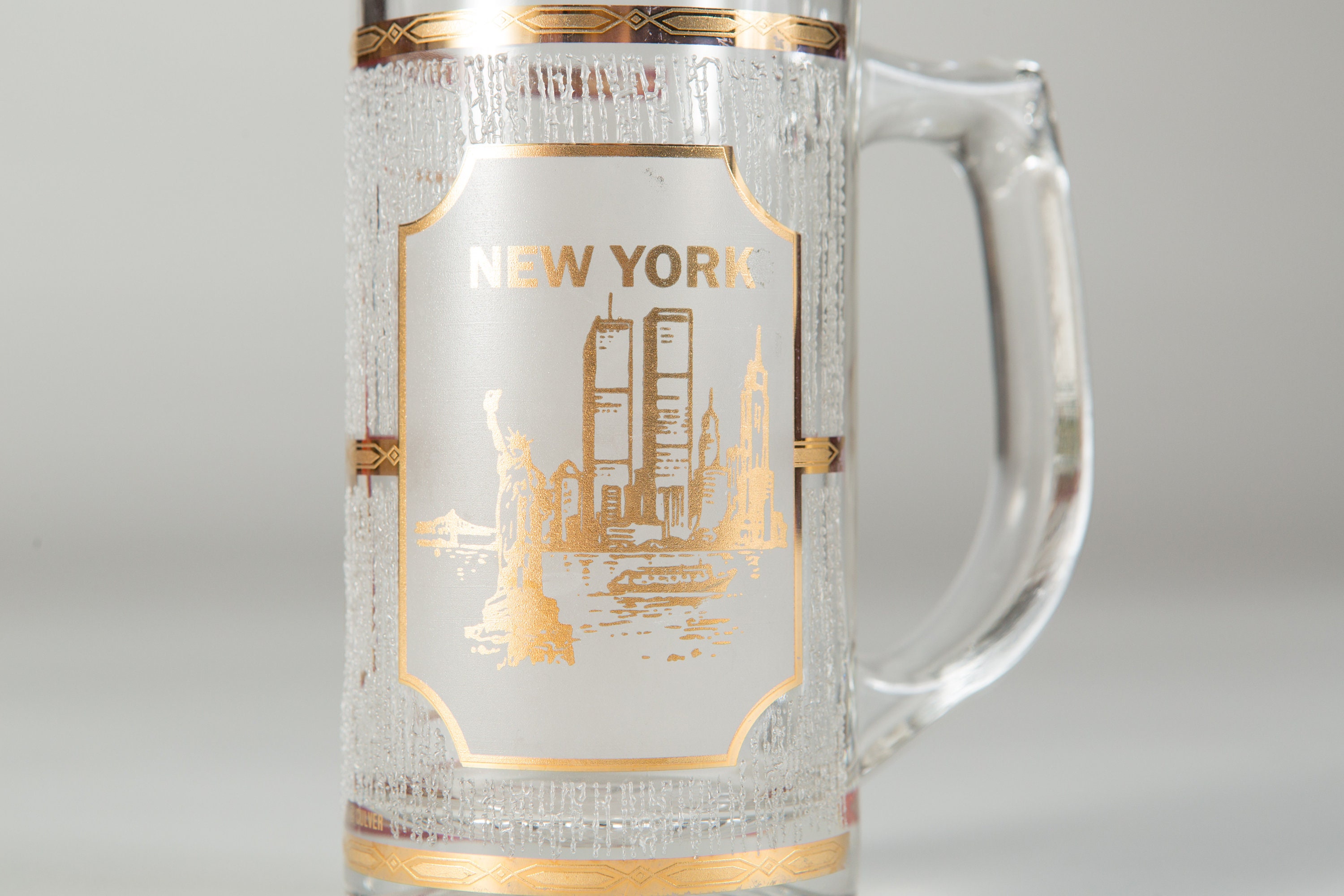 New York Souvenir Mug Vintage Beer or Cocktail Glass Mug with 22k