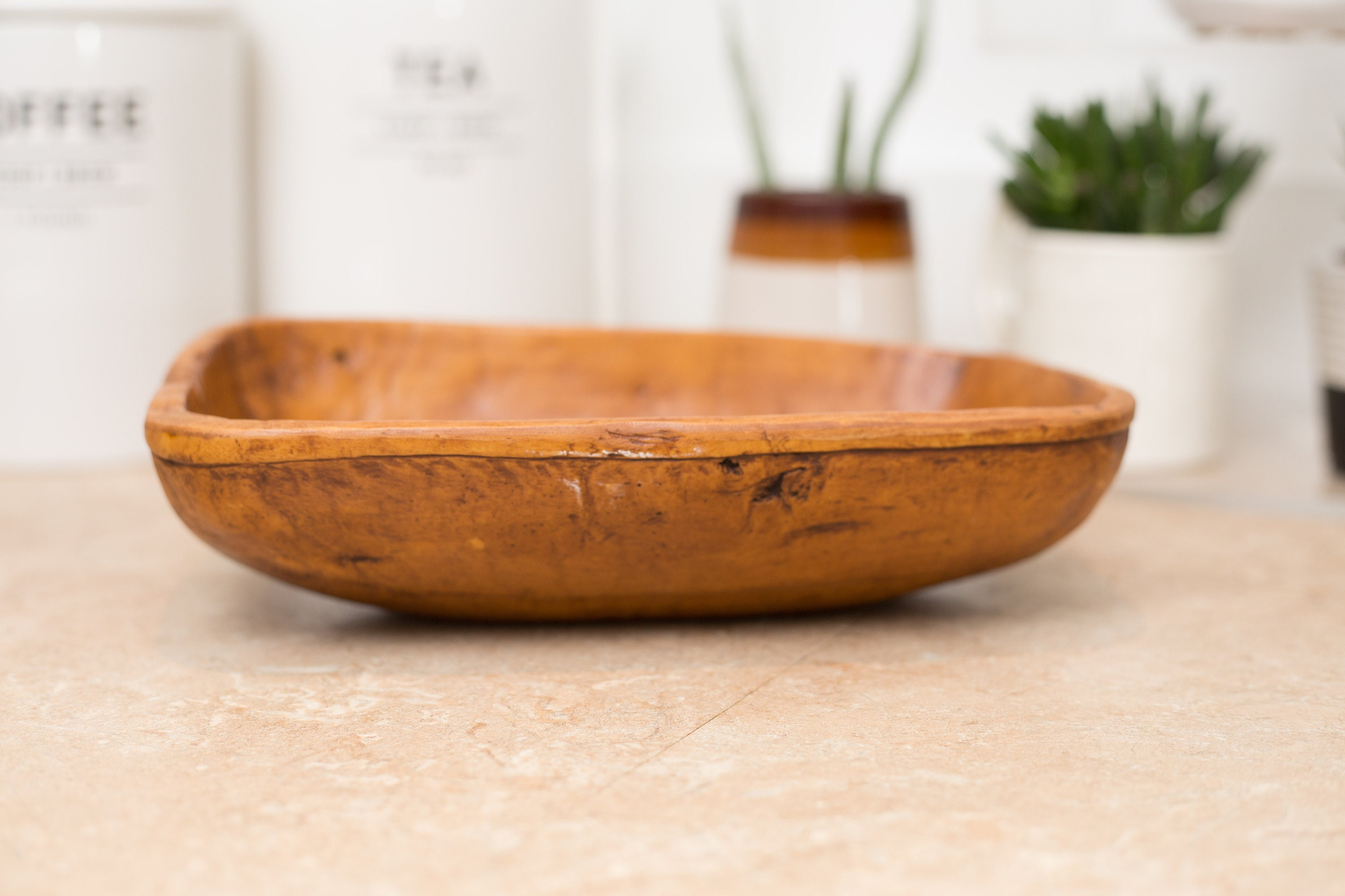 Antique Wood Tray Primitive Folk Vintage Handmade Carved Decorative