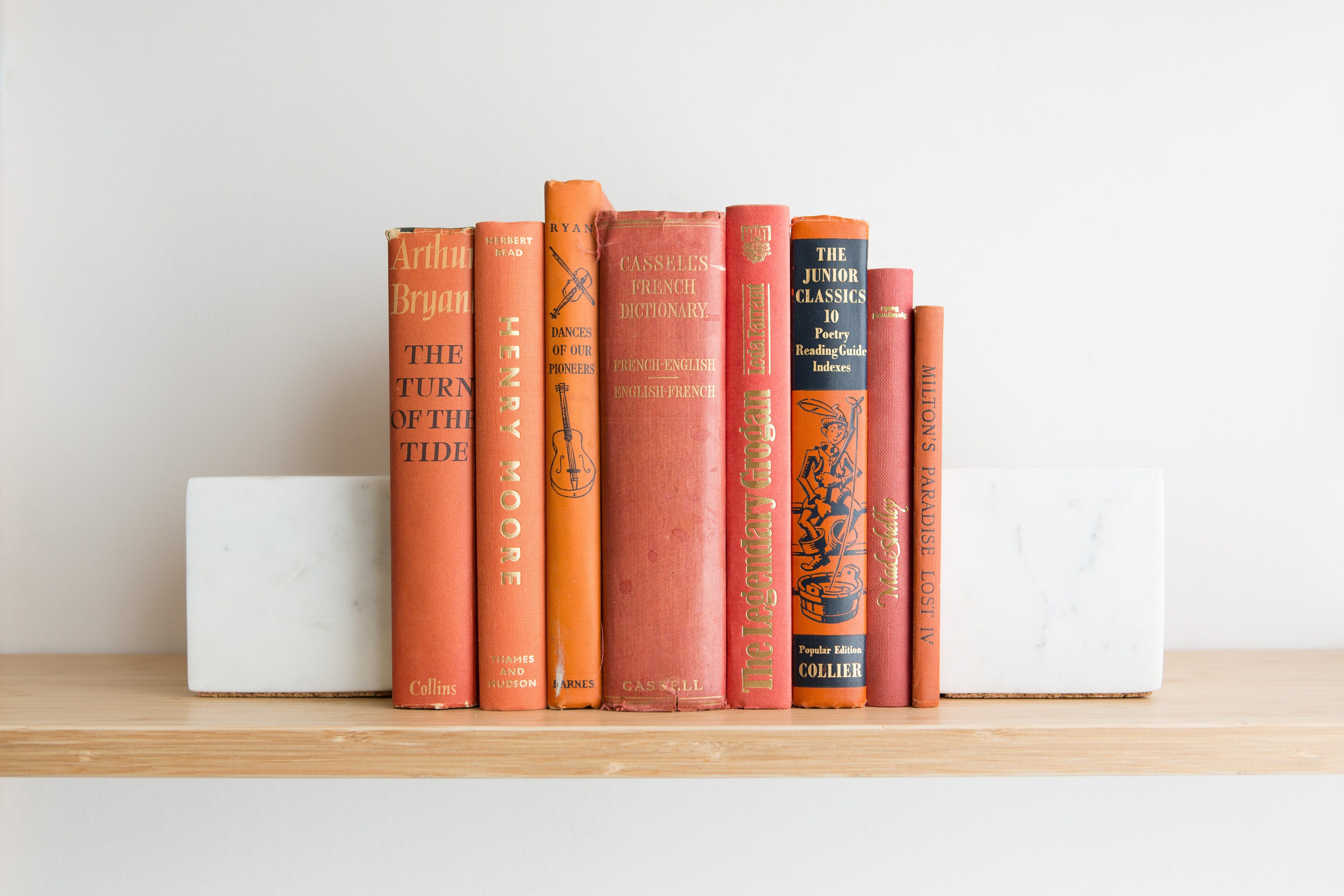 Vintage Orange Books Decorative Burnt Orange Coloured Book Covers For