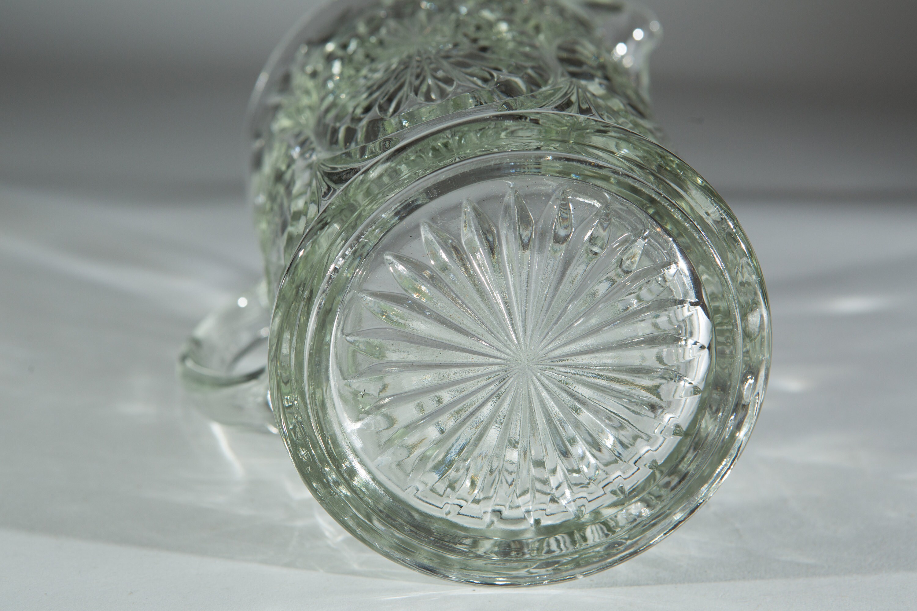 Vintage Glass Pitcher Starburst Pattern Cocktail Juice Jug Antique Victorian Style Glass Pitcher