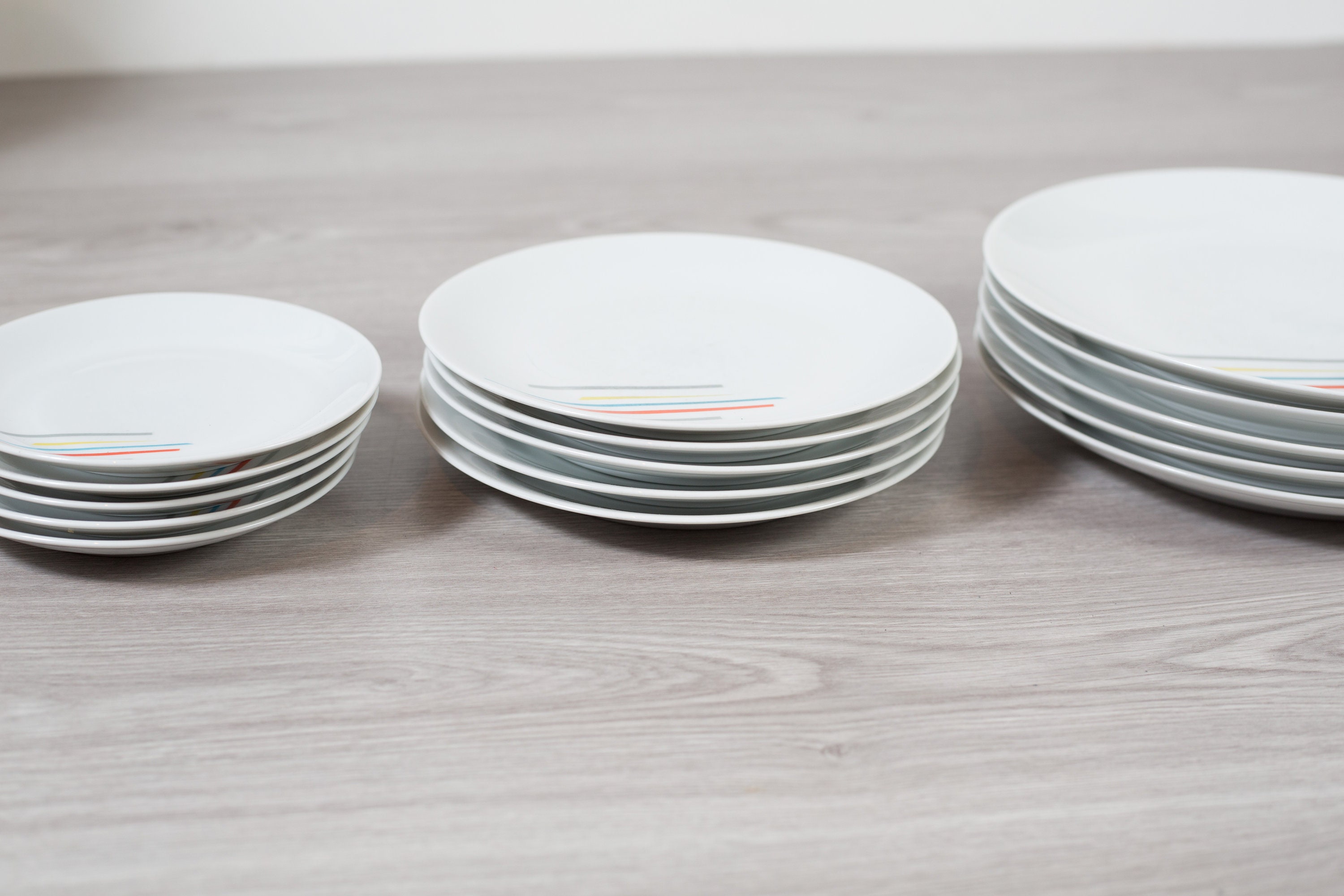 15 Vintage Arzberg Germany Plates Dinner and Side Plates with Rainbow